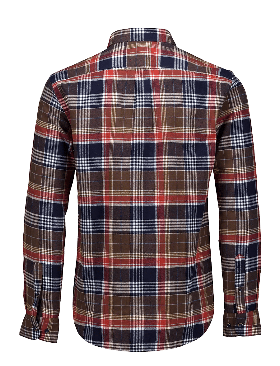 Lindbergh - Large checked brushed shirt L/S - flannel shirts - deep brown - 2