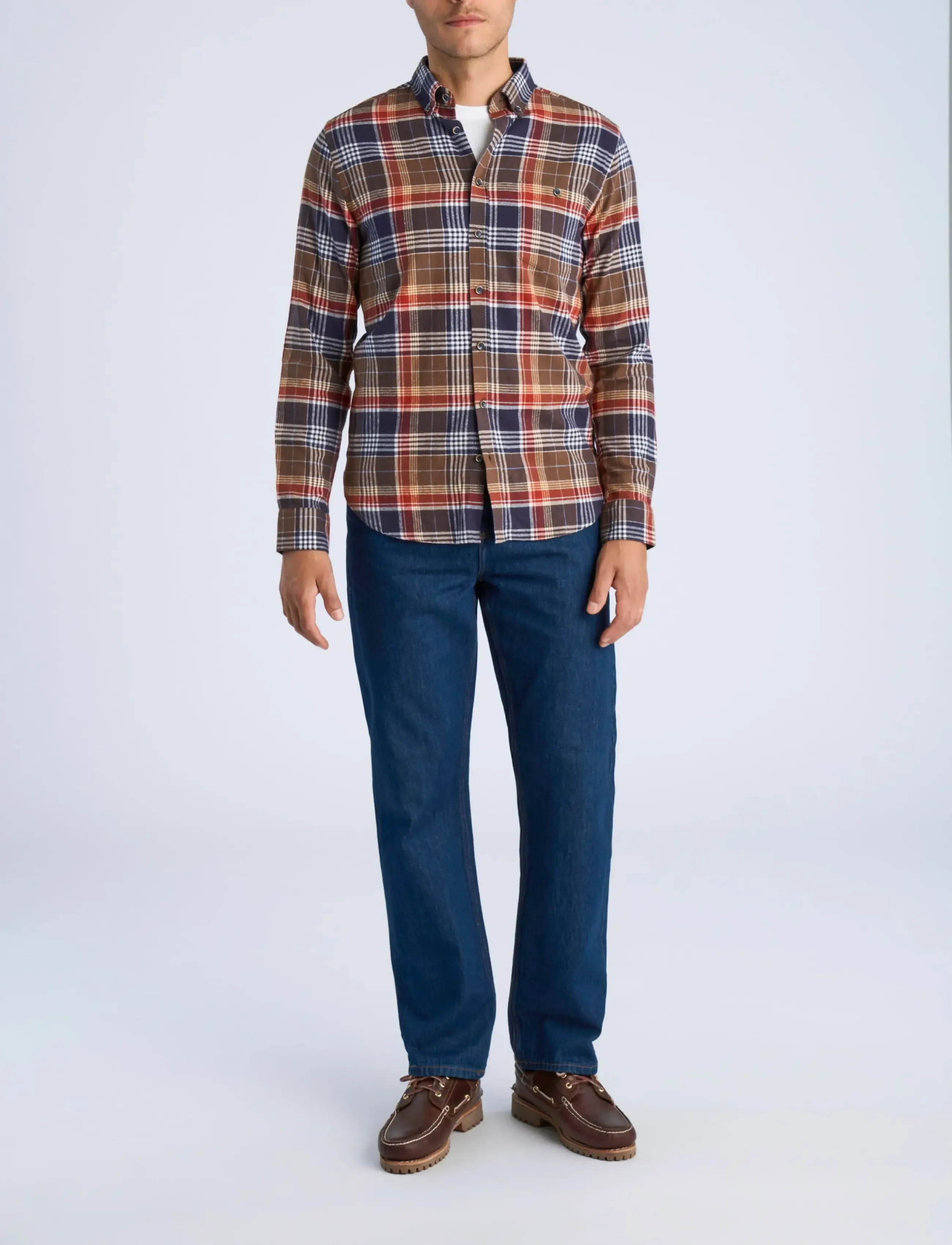 Lindbergh Large checked brushed shirt L/S - Kleidung - DEEP BROWN / brown