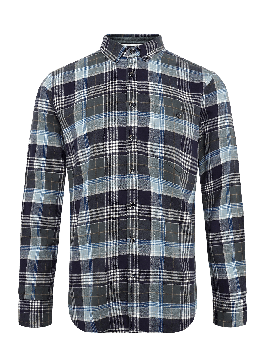 Lindbergh - Large checked brushed shirt L/S - flannel-skjorter - dusty green - 1