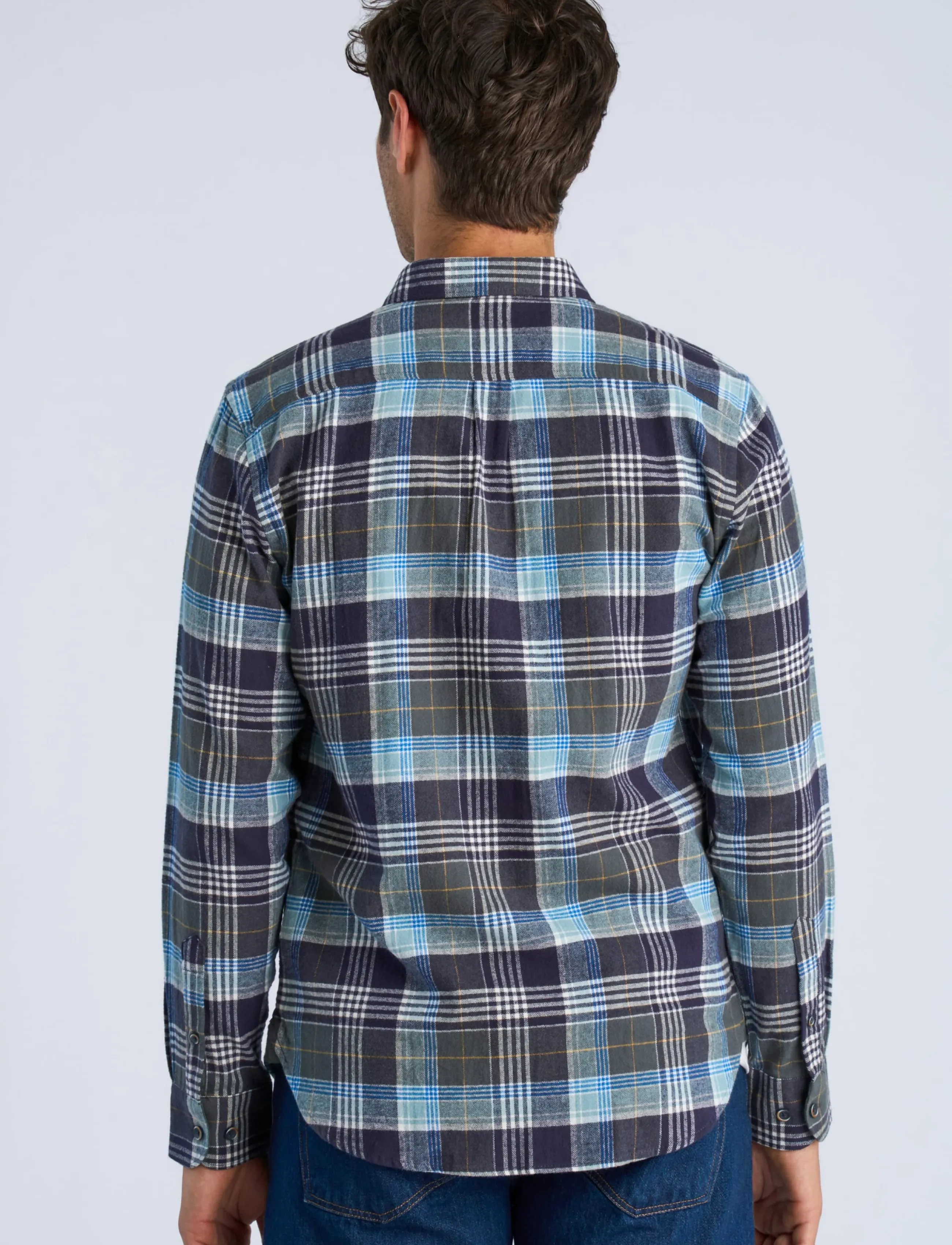Lindbergh - Large checked brushed shirt L/S - flanellskjortor - dusty green - 4