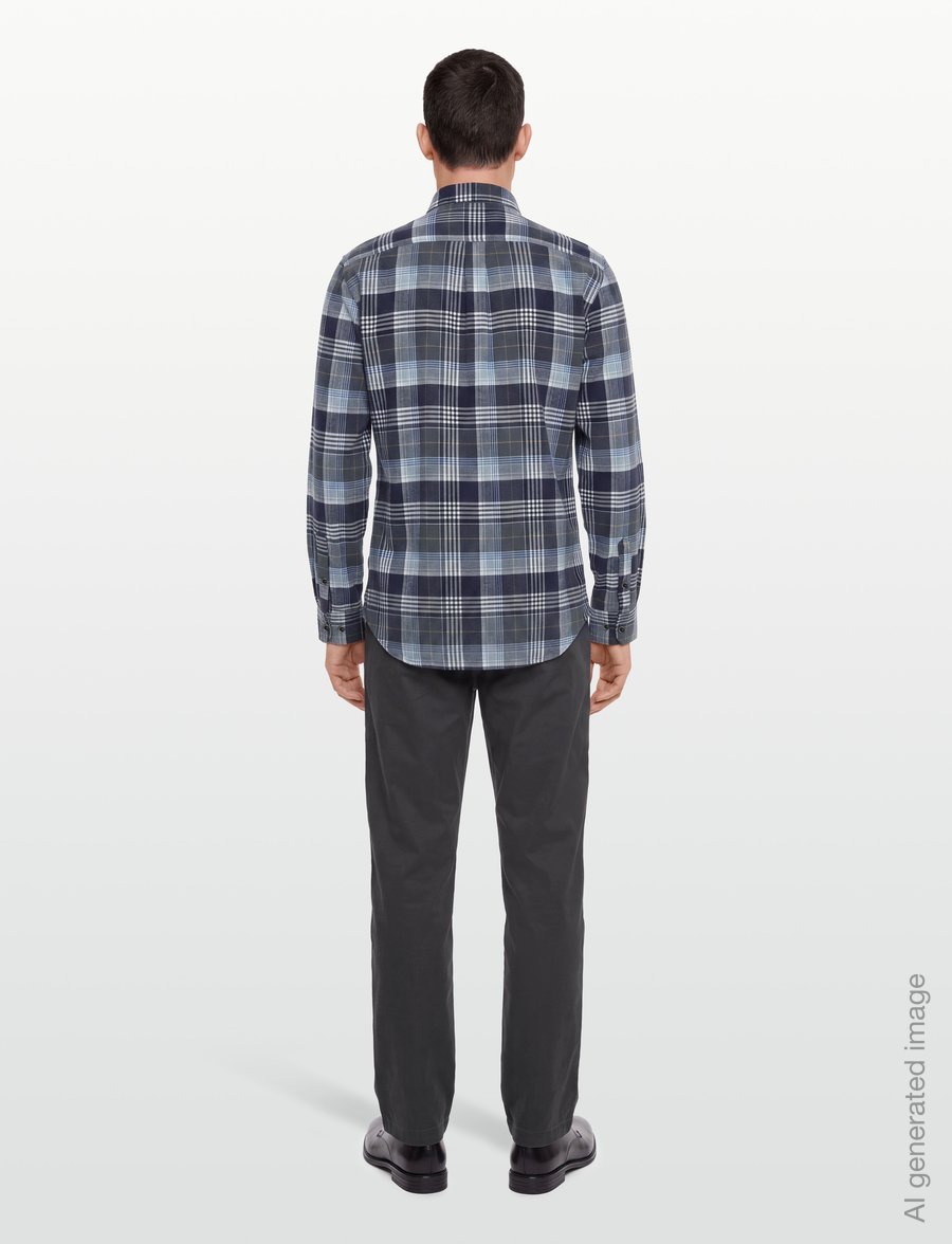 Lindbergh - Large checked brushed shirt L/S - flannel-skjorter - dusty green - 4