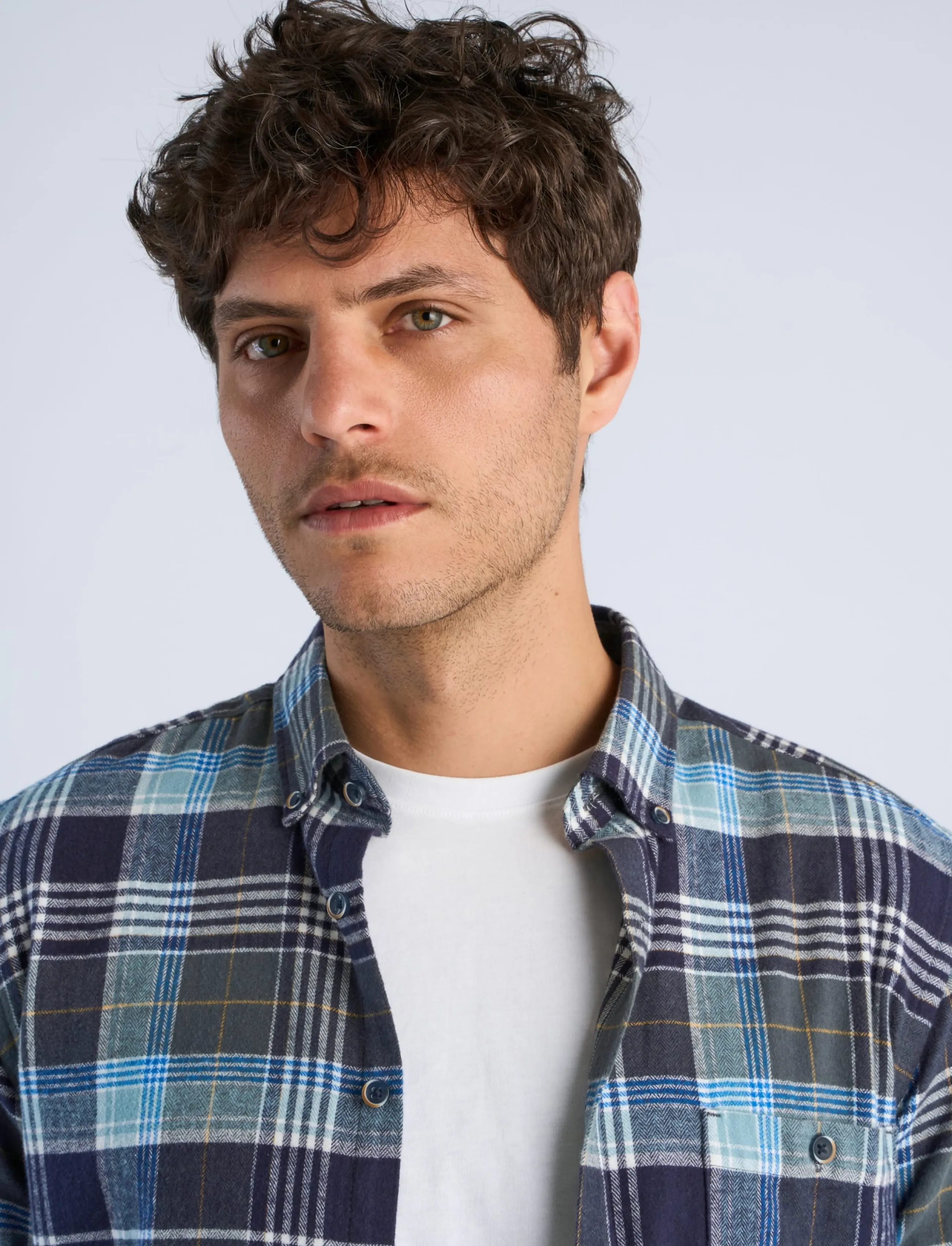 Lindbergh - Large checked brushed shirt L/S - flanellskjortor - dusty green - 5