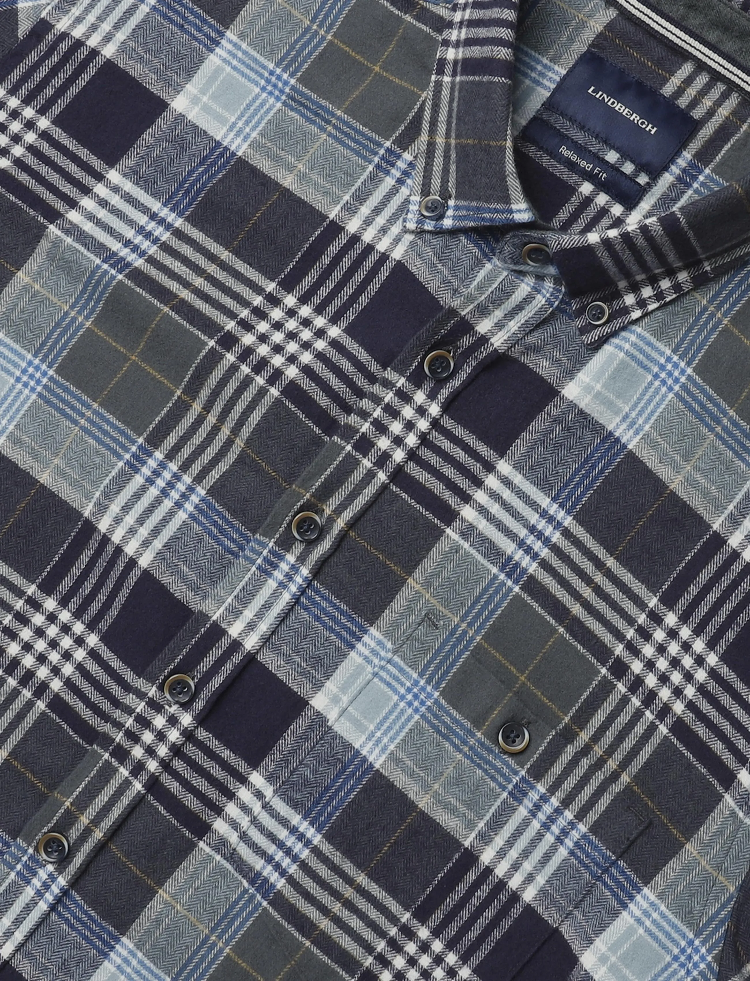 Lindbergh - Large checked brushed shirt L/S - flannel-skjorter - dusty green - 5