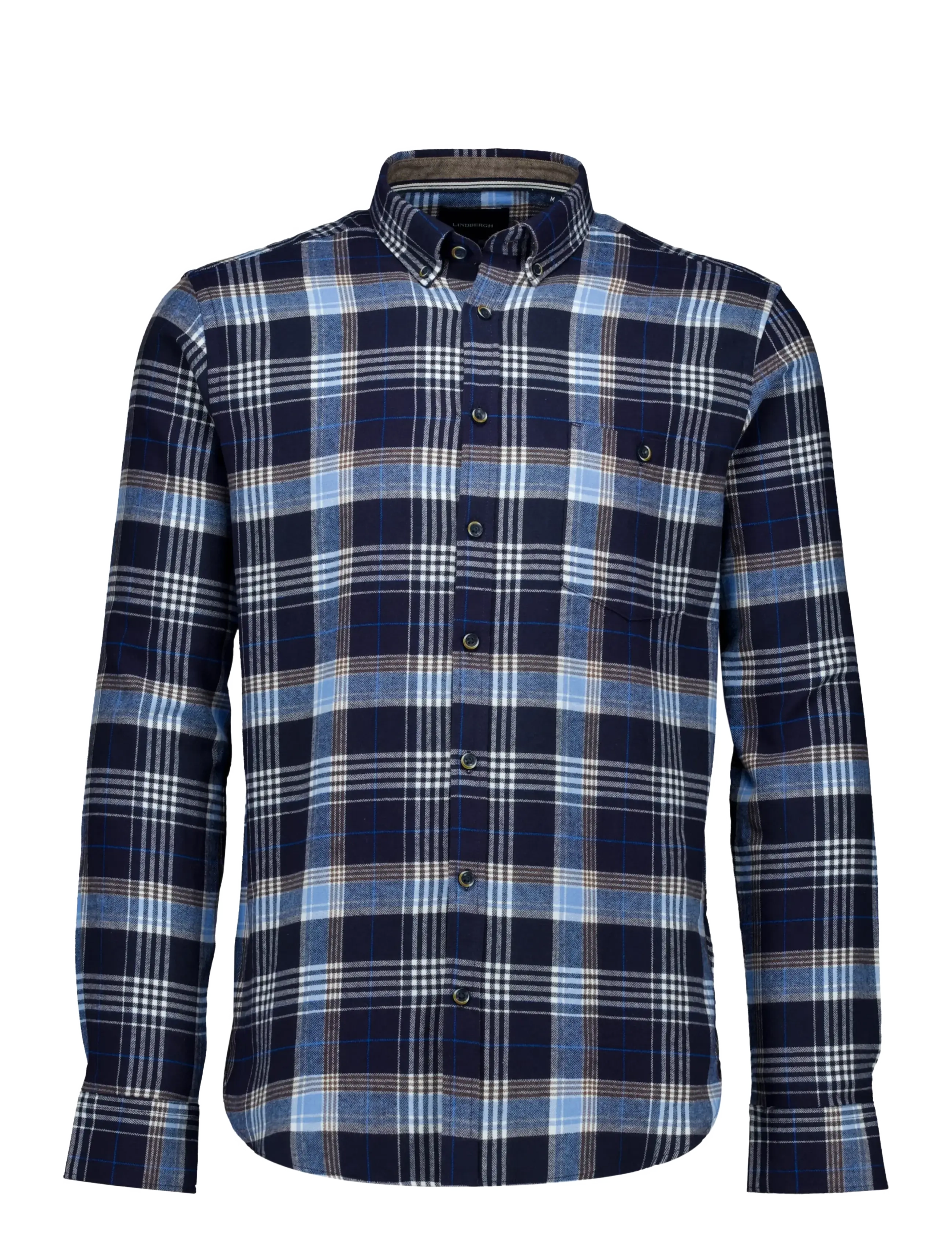 Lindbergh Large checked brushed shirt L/S - Looks for less - NAVY / navy