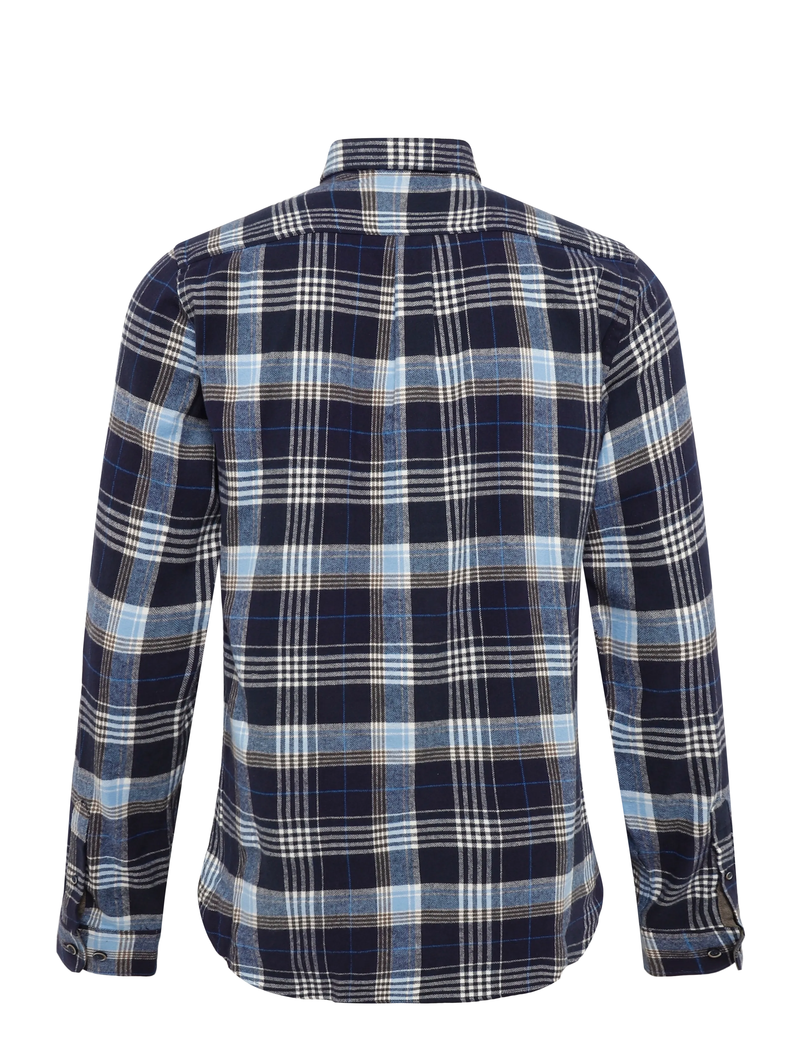 Lindbergh - Large checked brushed shirt L/S - flannel shirts - navy - 2