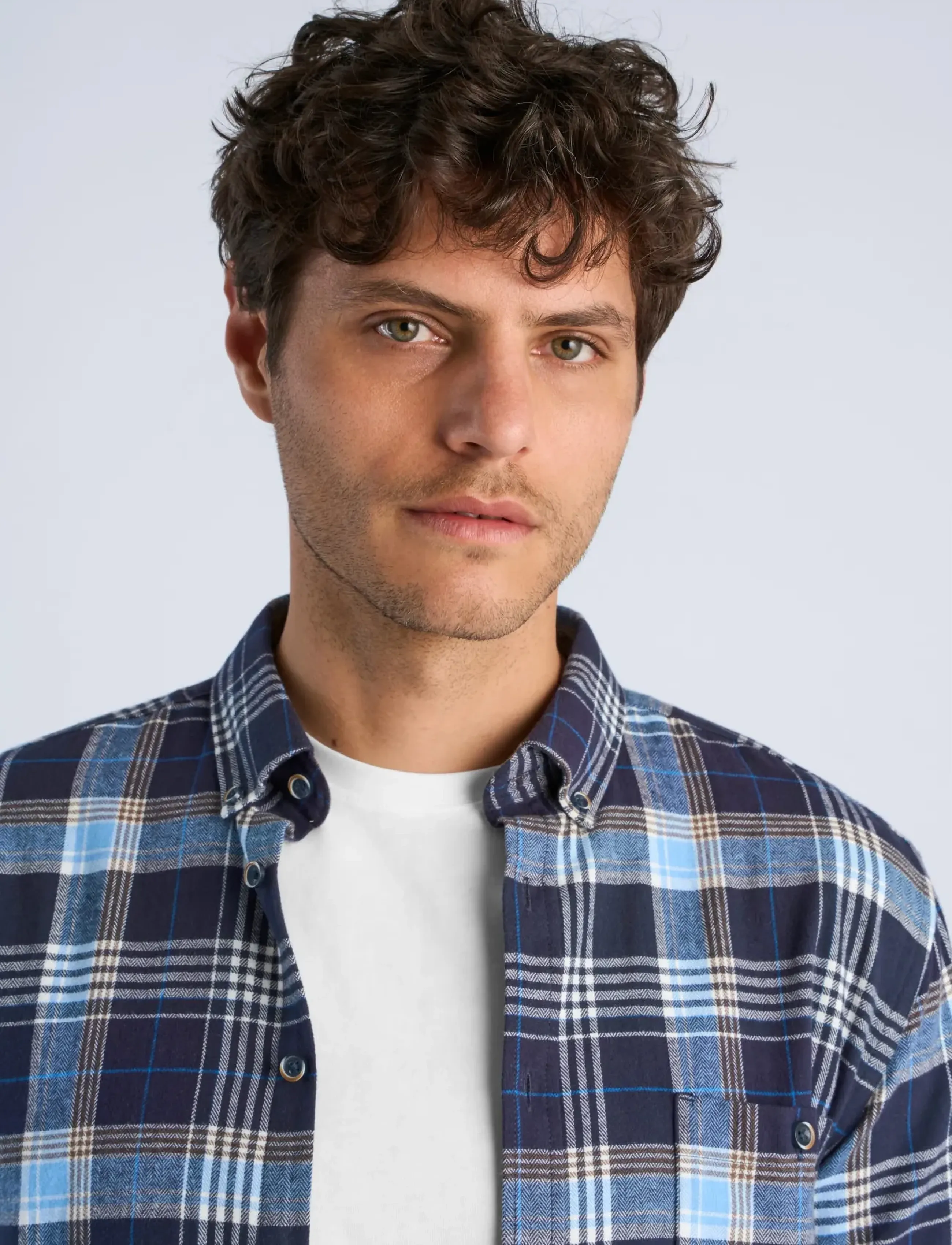 Lindbergh - Large checked brushed shirt L/S - flanell-hemden - navy - 5