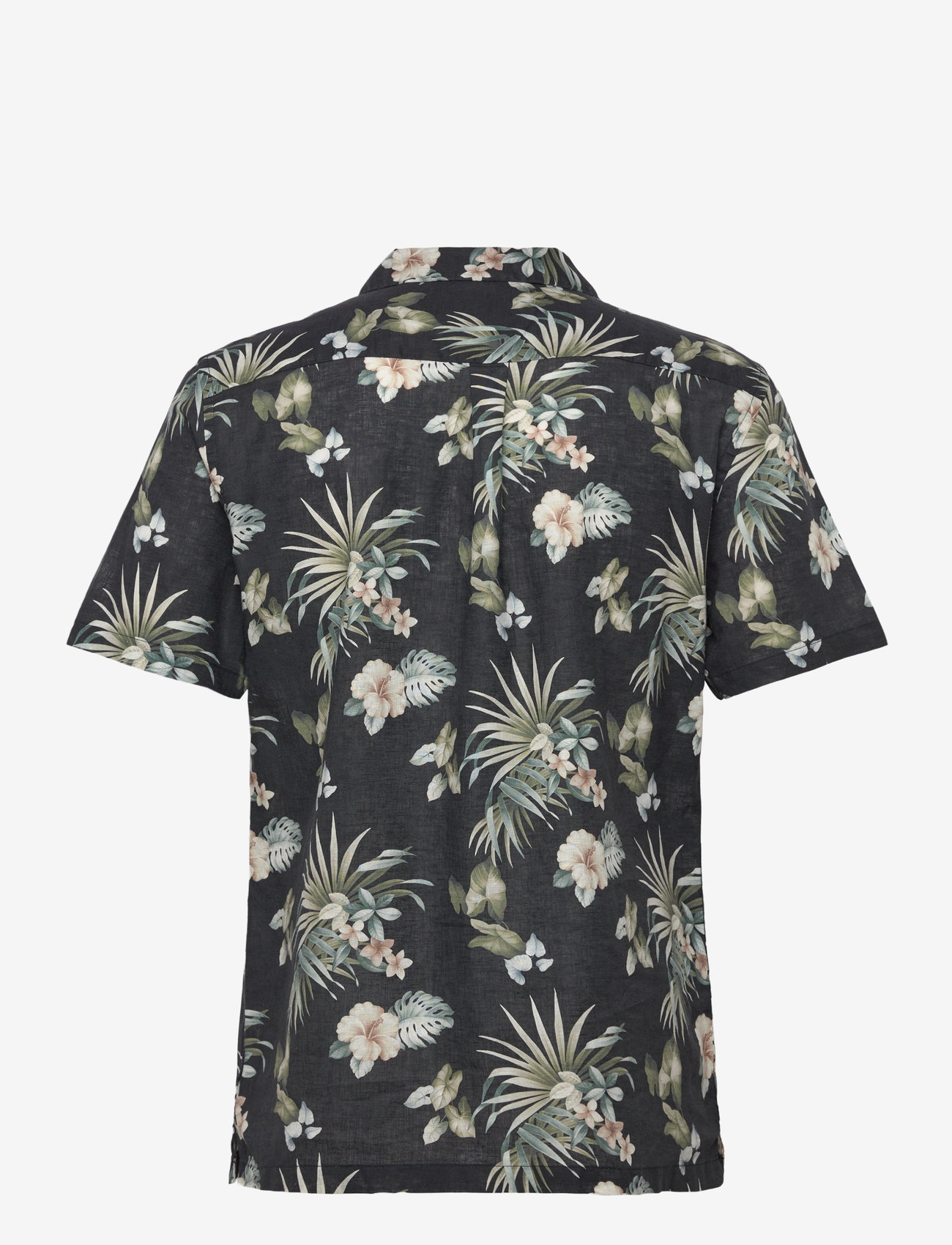 Lindbergh - Linen blend AOP S/S shirt - black - 1