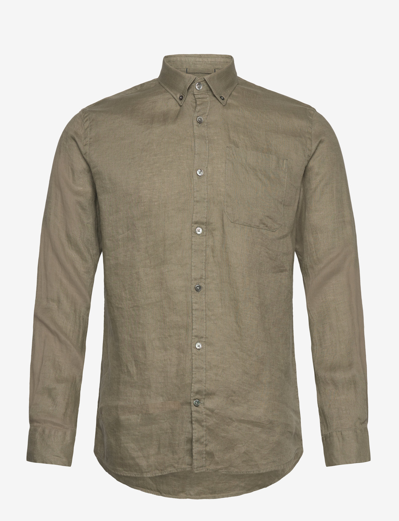 Lindbergh - Pure linen L/S shirt - linneskjortor - lt dusty army - 0