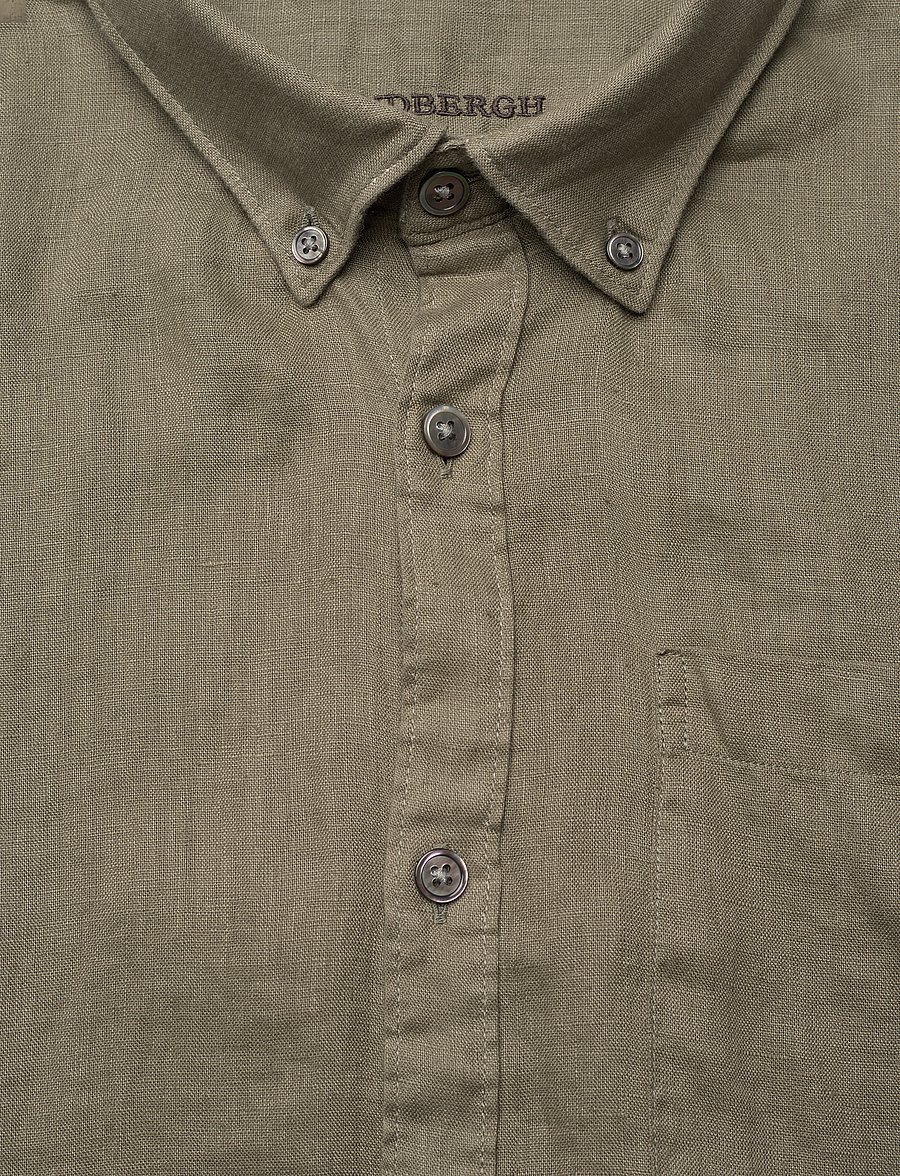Lindbergh - Pure linen L/S shirt - lt dusty army - 2