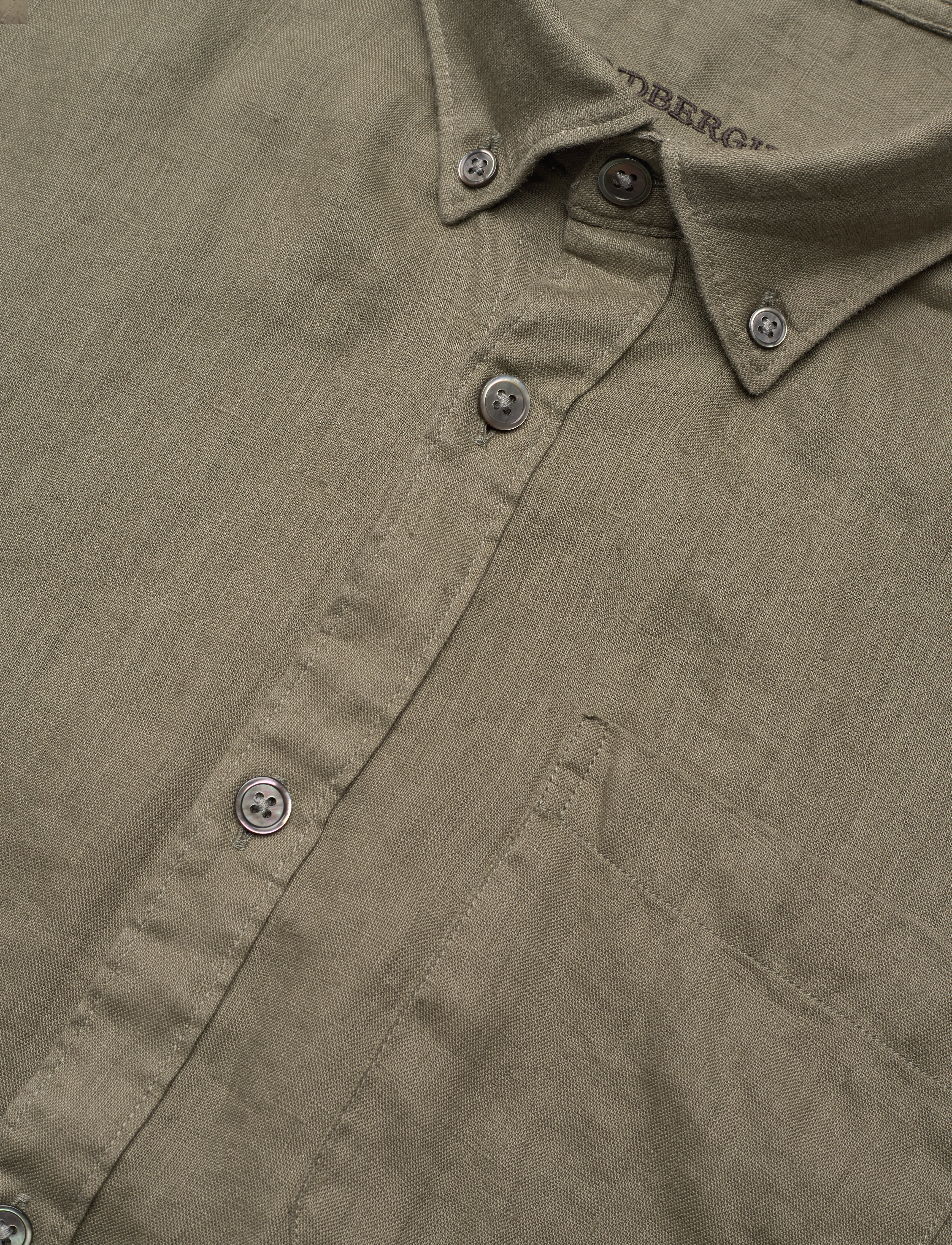 Lindbergh - Pure linen L/S shirt - lt dusty army - 3