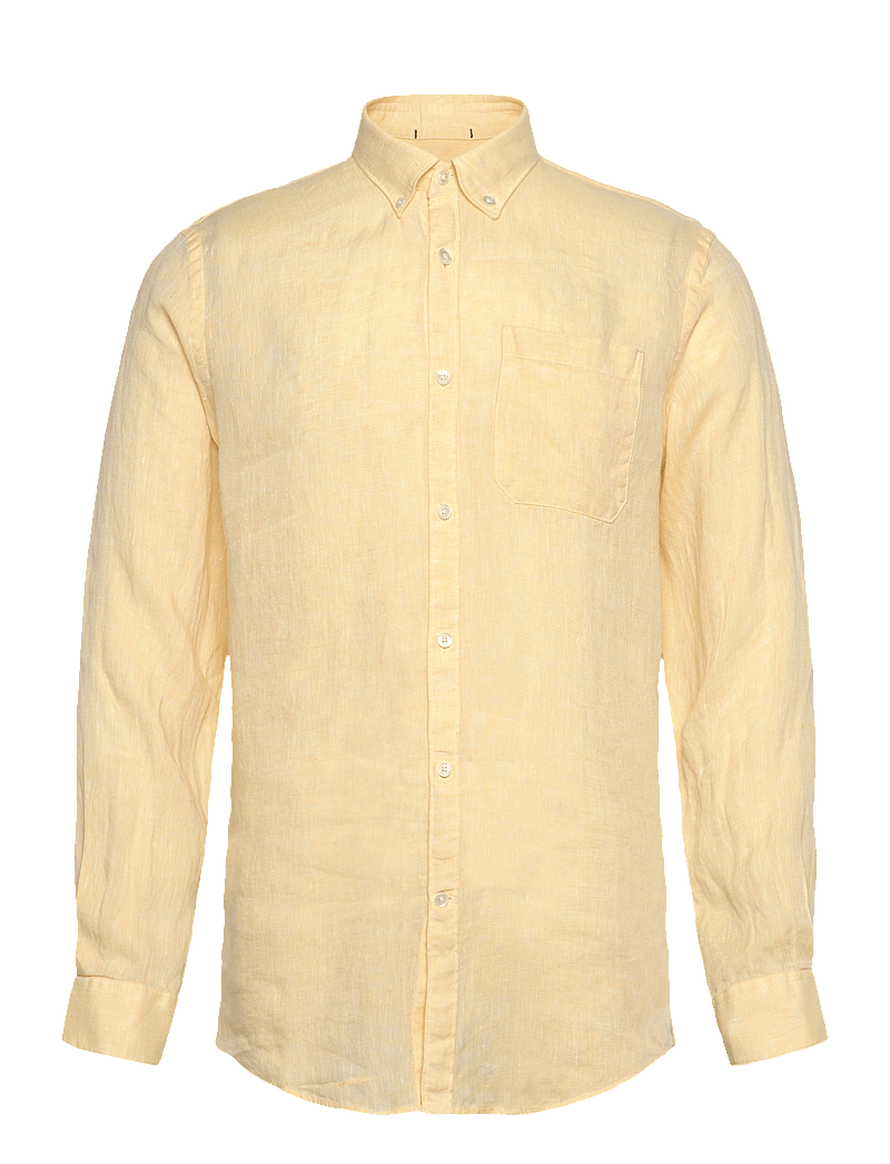 Lindbergh - Pure linen L/S shirt - hørskjorter - lt yellow mel - 0