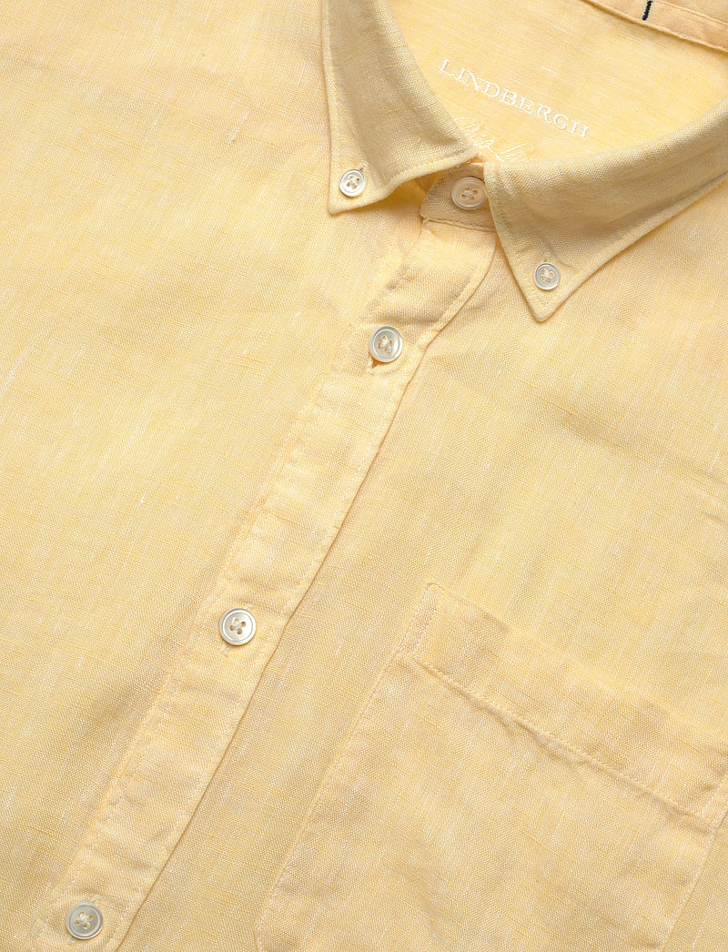 Lindbergh - Pure linen L/S shirt - hørskjorter - lt yellow mel - 3