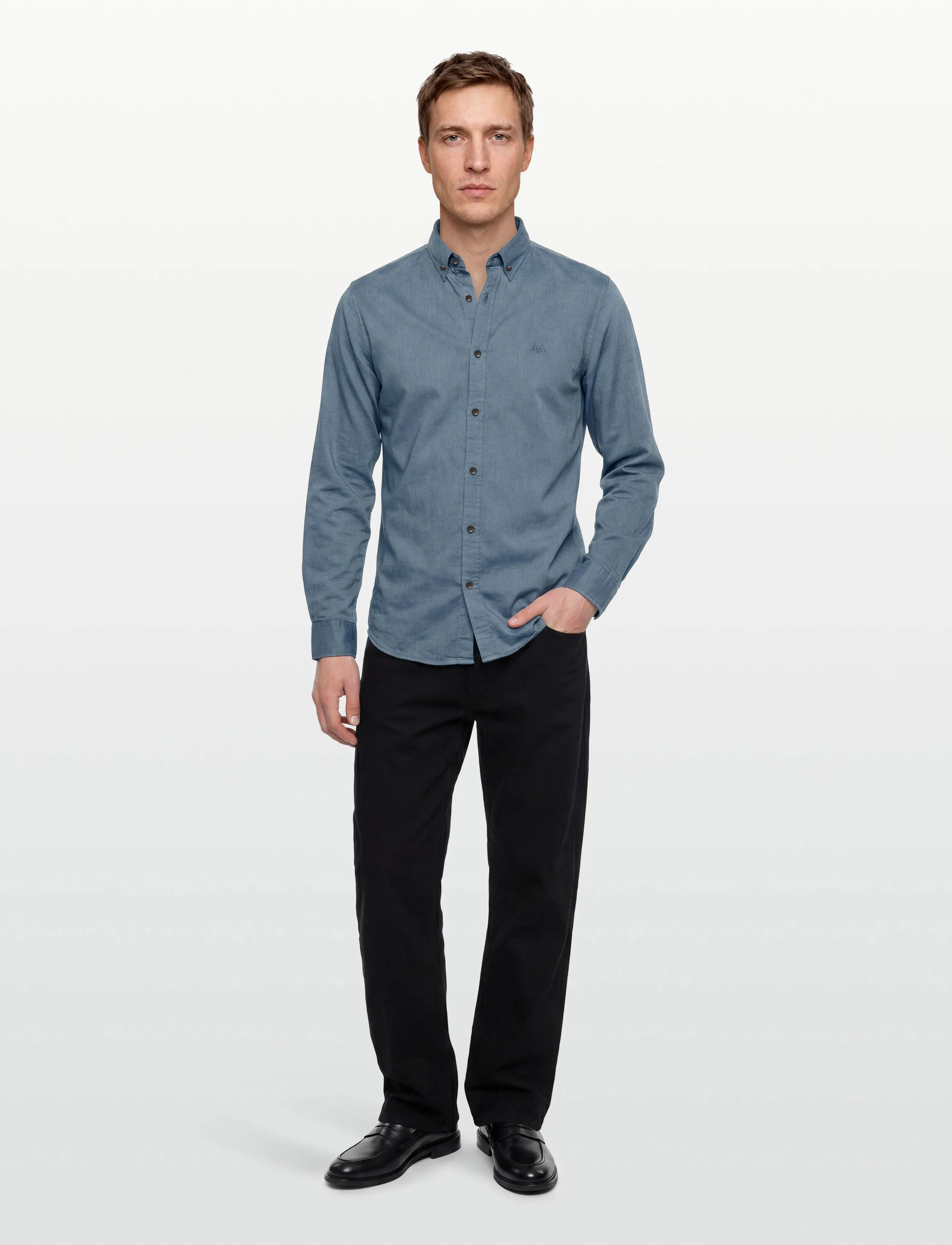 Lindbergh - Yarn dyed oxford superflex shirt L/S - oxford skjorter - dust blue mix - 0