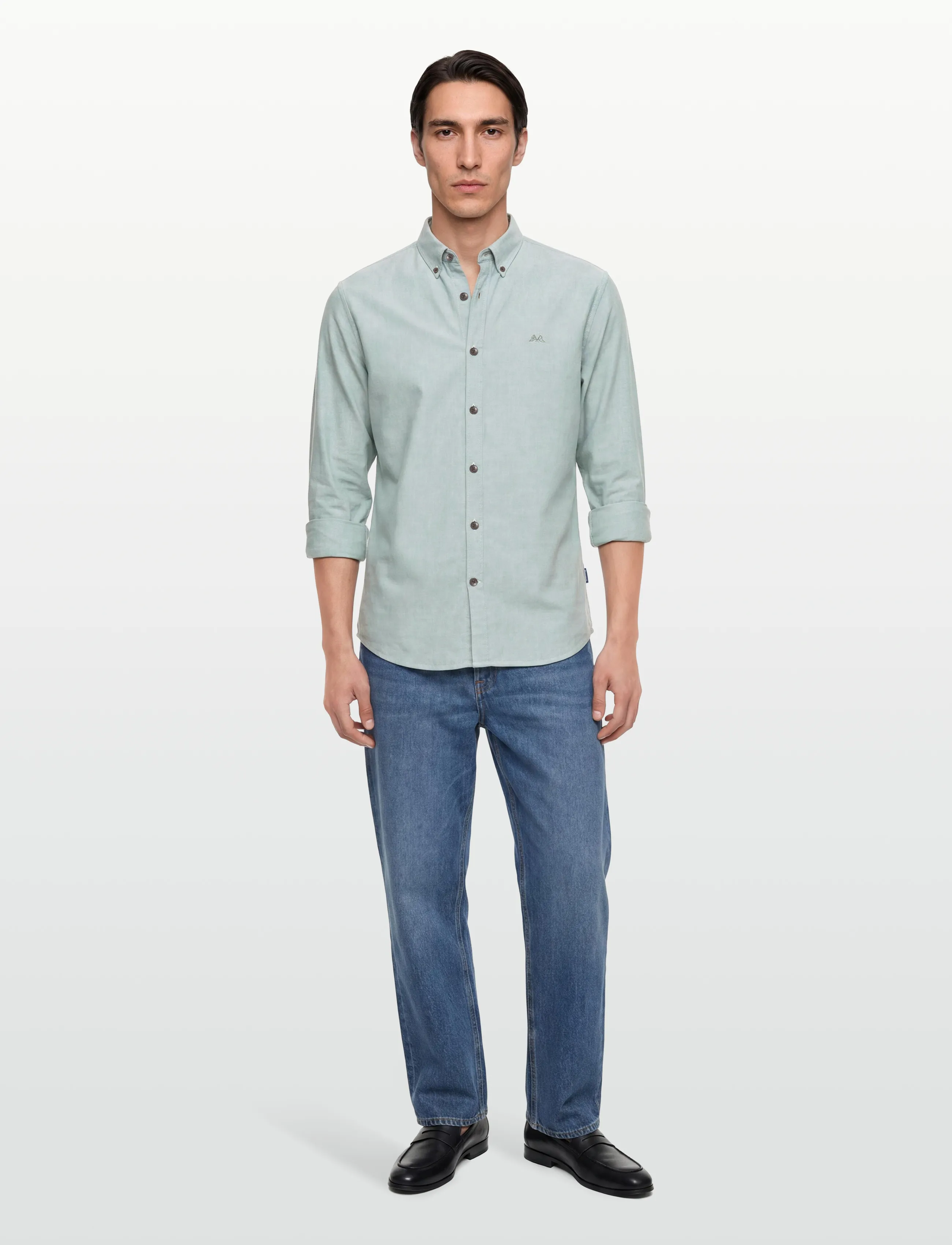 Lindbergh - Yarn dyed oxford superflex shirt L/S - oxford skjorter - green - 0