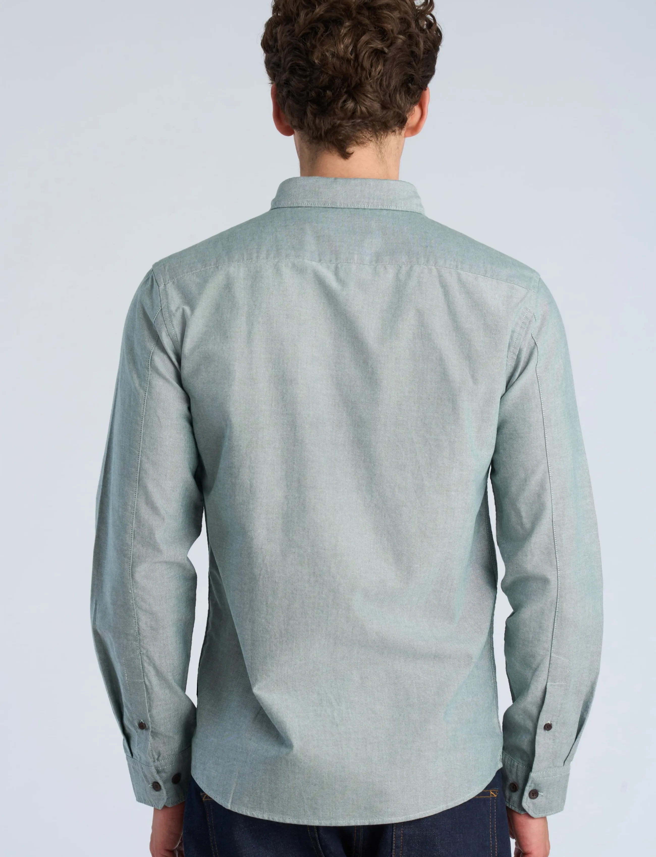 Lindbergh - Yarn dyed oxford superflex shirt L/S - oxford shirts - green - 4