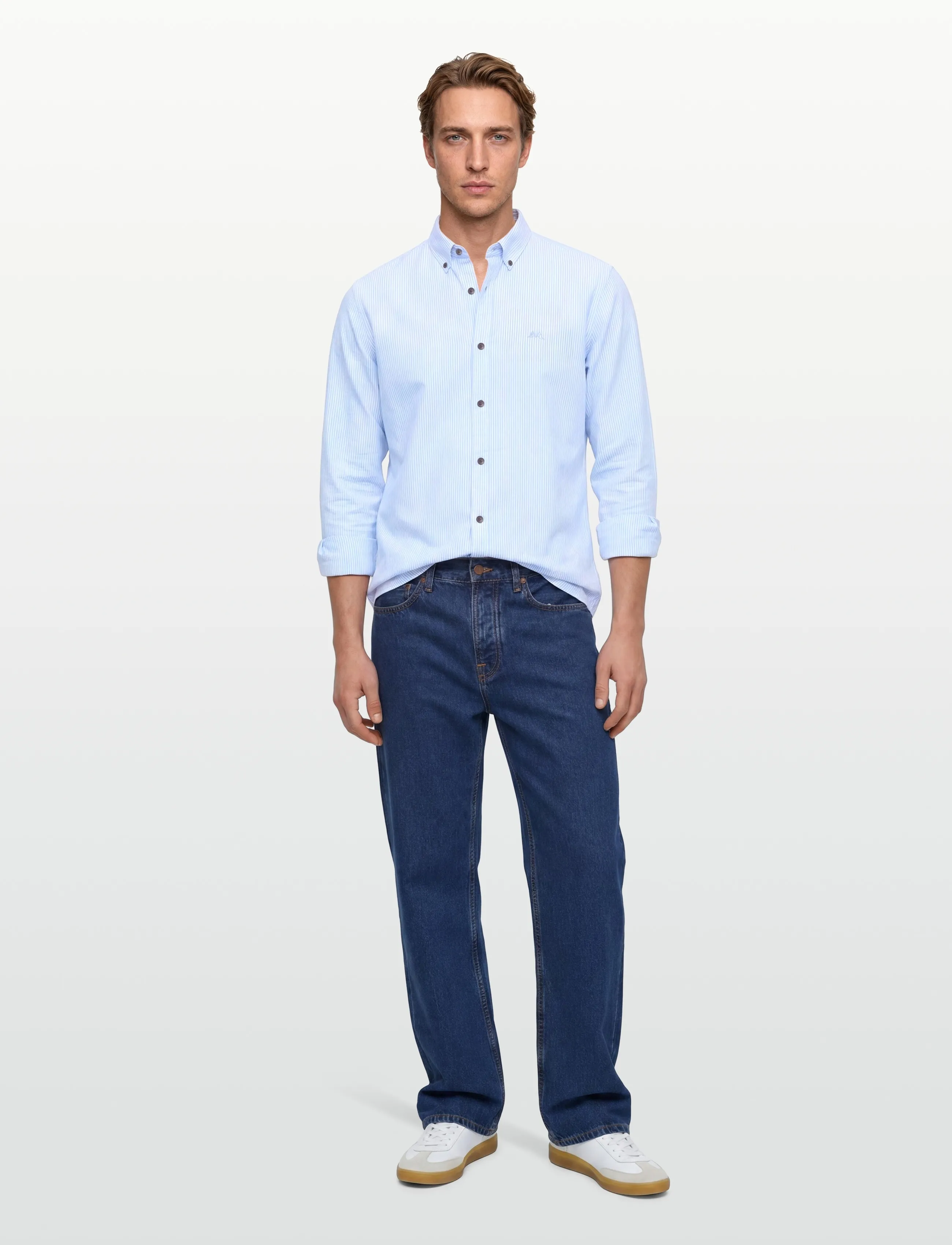 Lindbergh - Yarn dyed oxford superflex shirt L/S - oxford skjorter - lt blue stripe - 0