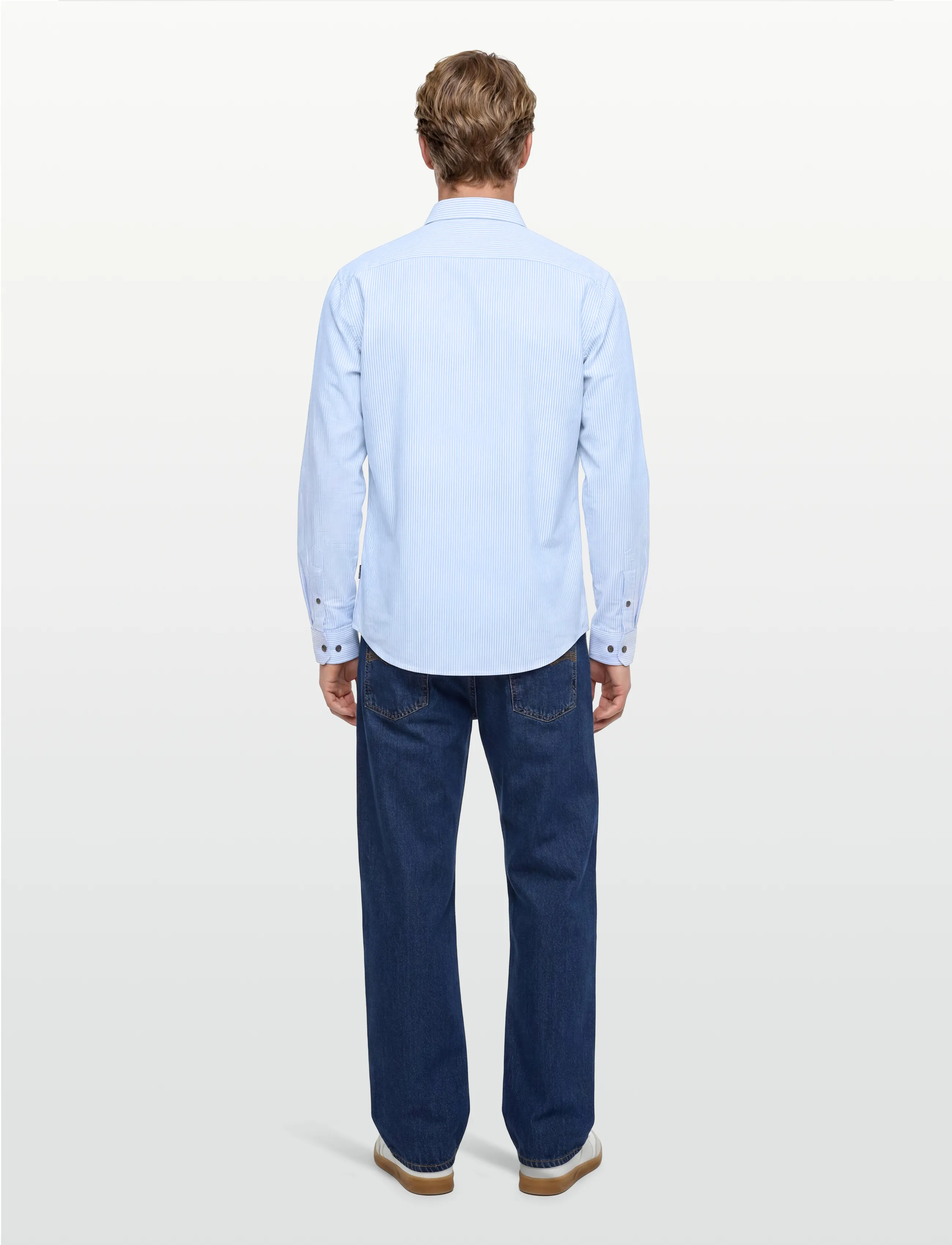 Lindbergh - Yarn dyed oxford superflex shirt L/S - oxford skjorter - lt blue stripe - 4