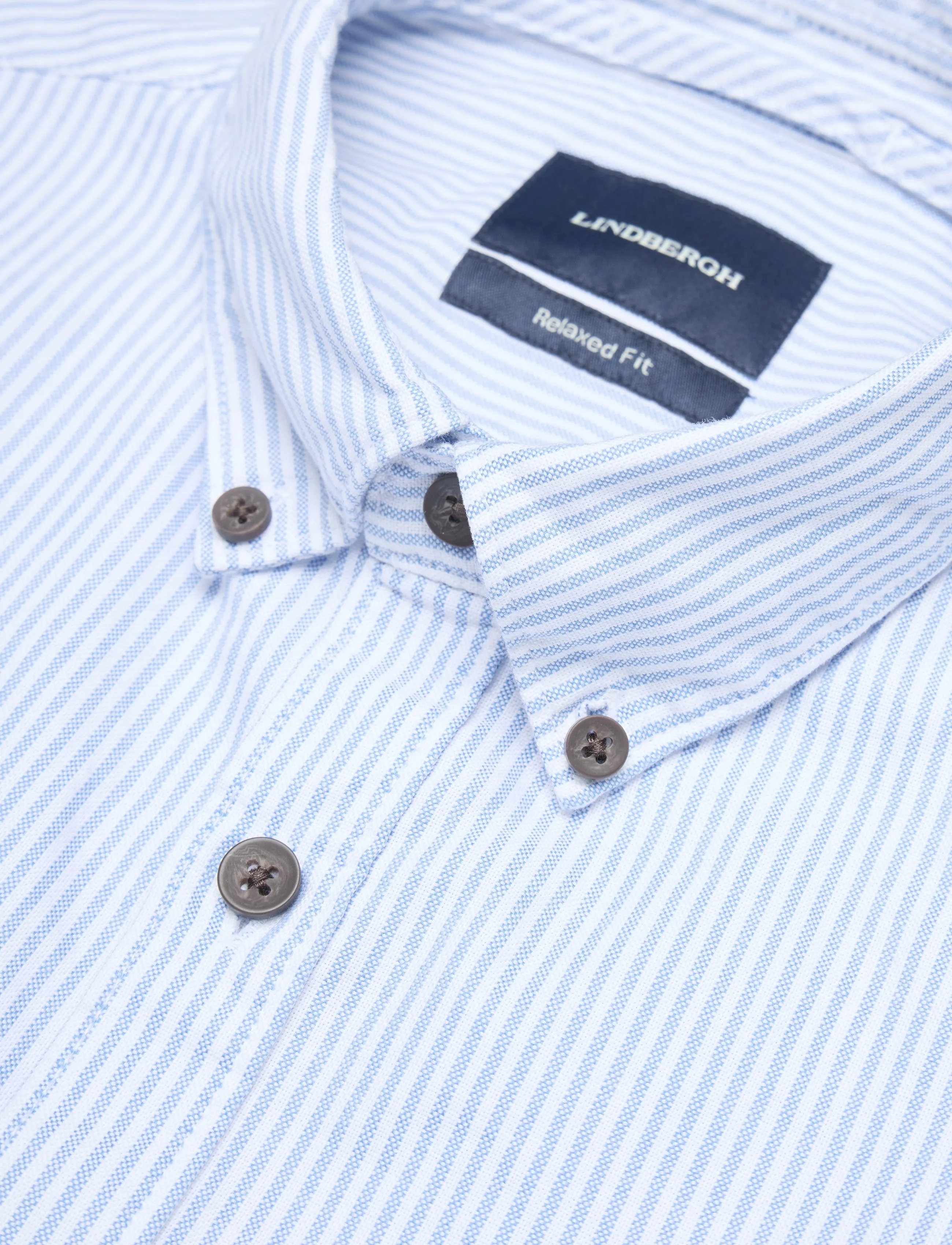 Lindbergh - Yarn dyed oxford superflex shirt L/S - oxford skjorter - lt blue stripe - 5