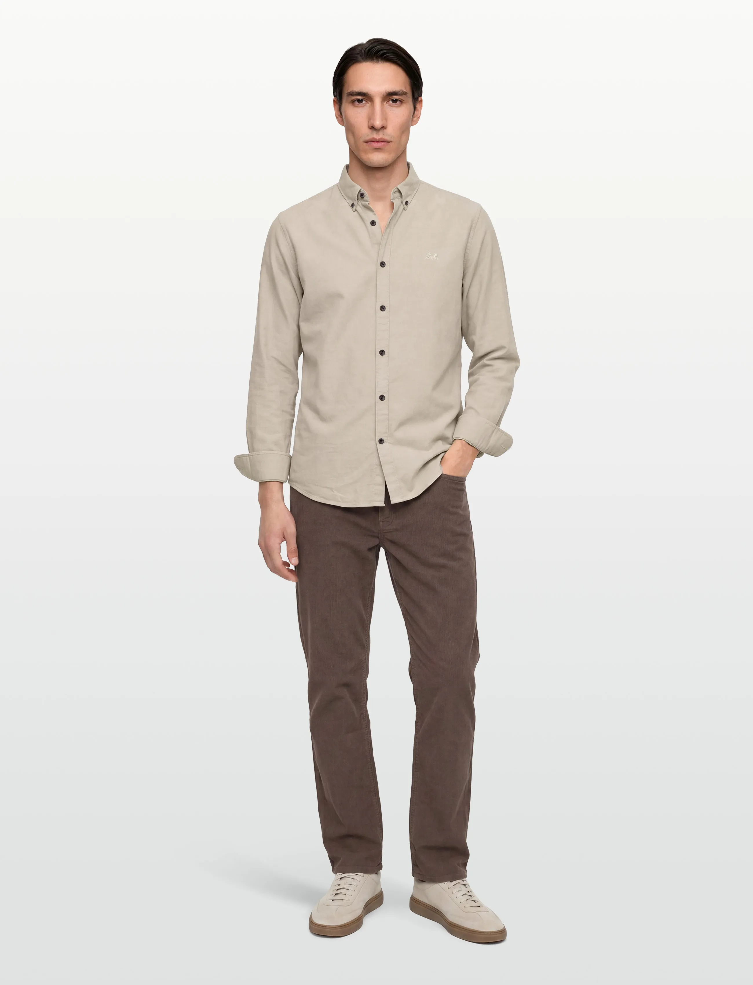 Lindbergh - Yarn dyed oxford superflex shirt L/S - oxford skjorter - sand - 0