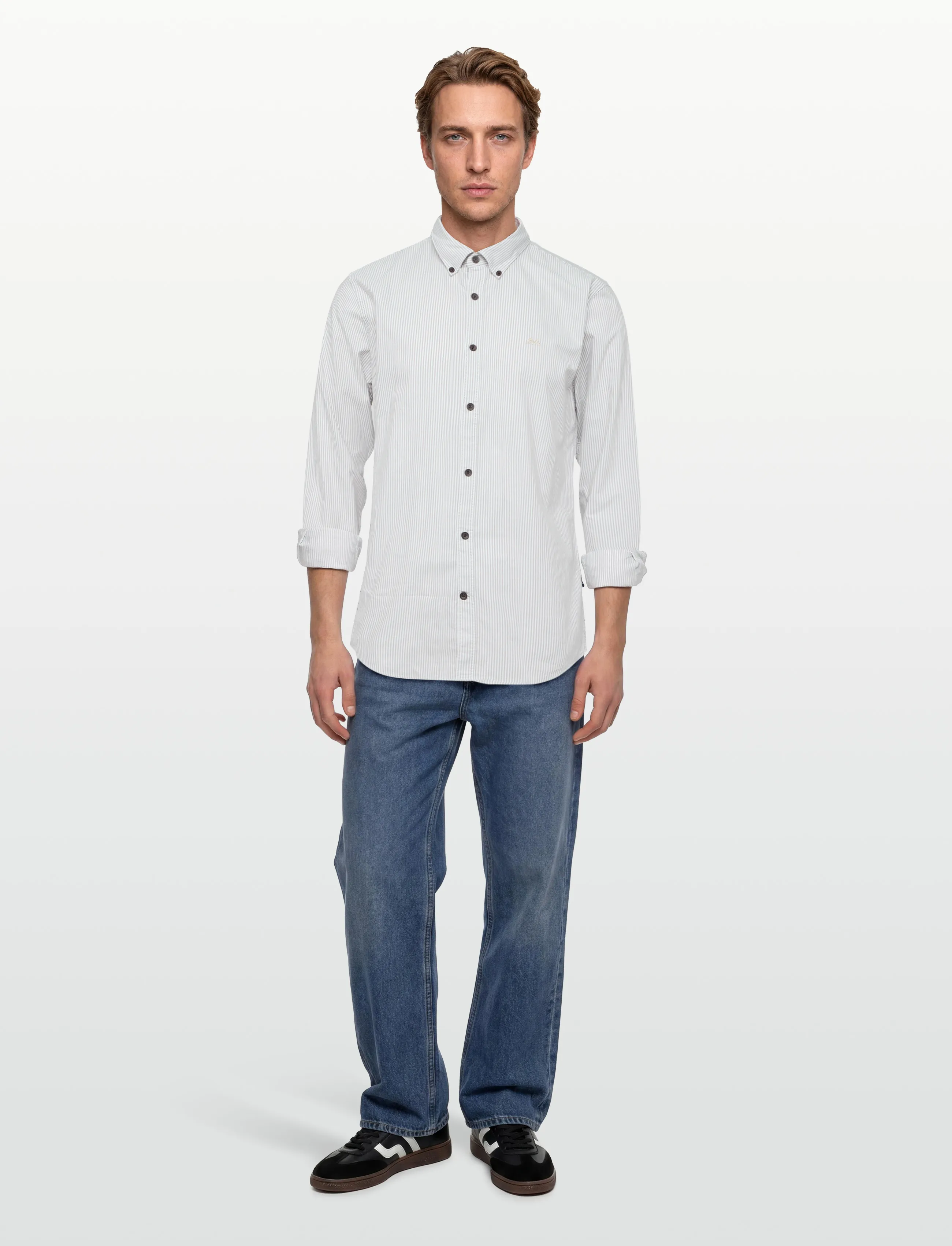 Lindbergh - Yarn dyed oxford superflex shirt L/S - oxford skjorter - sand stripe - 0