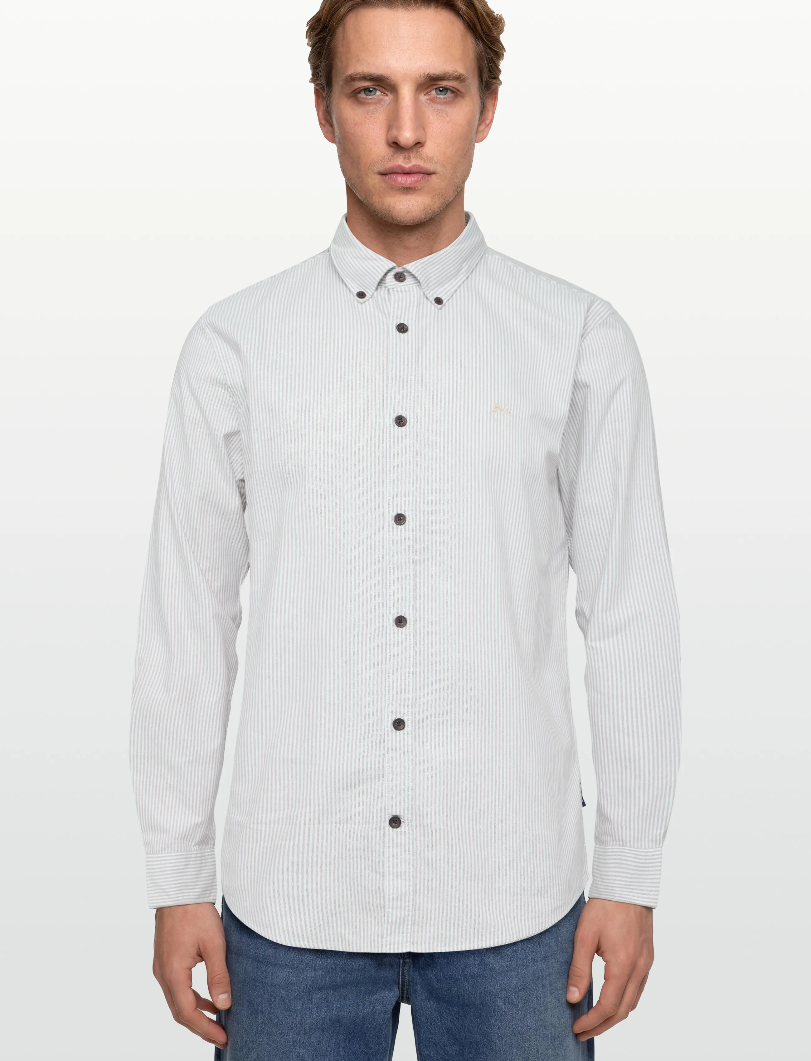 Lindbergh - Yarn dyed oxford superflex shirt L/S - oxford skjorter - sand stripe - 3