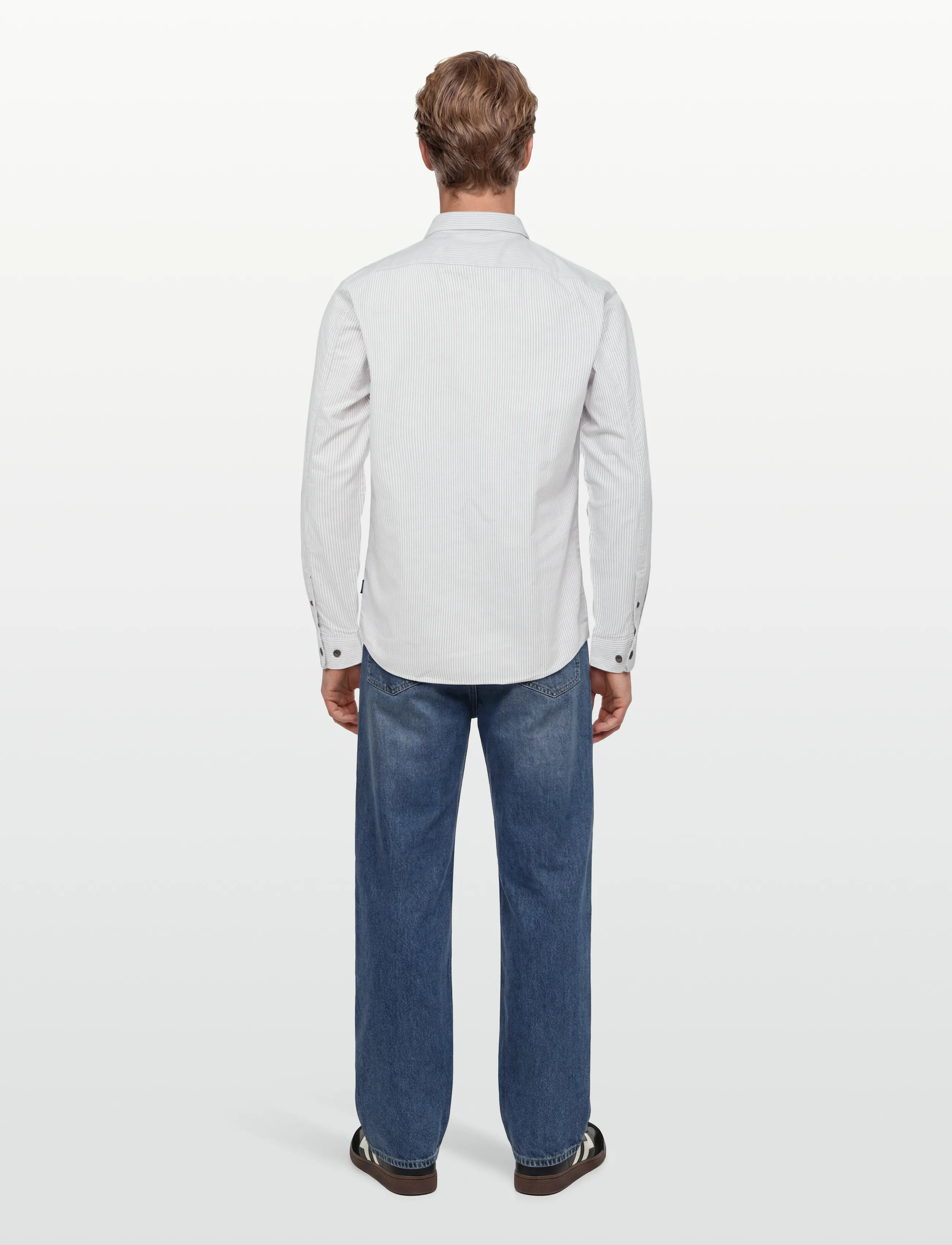 Lindbergh - Yarn dyed oxford superflex shirt L/S - oxford skjorter - sand stripe - 4