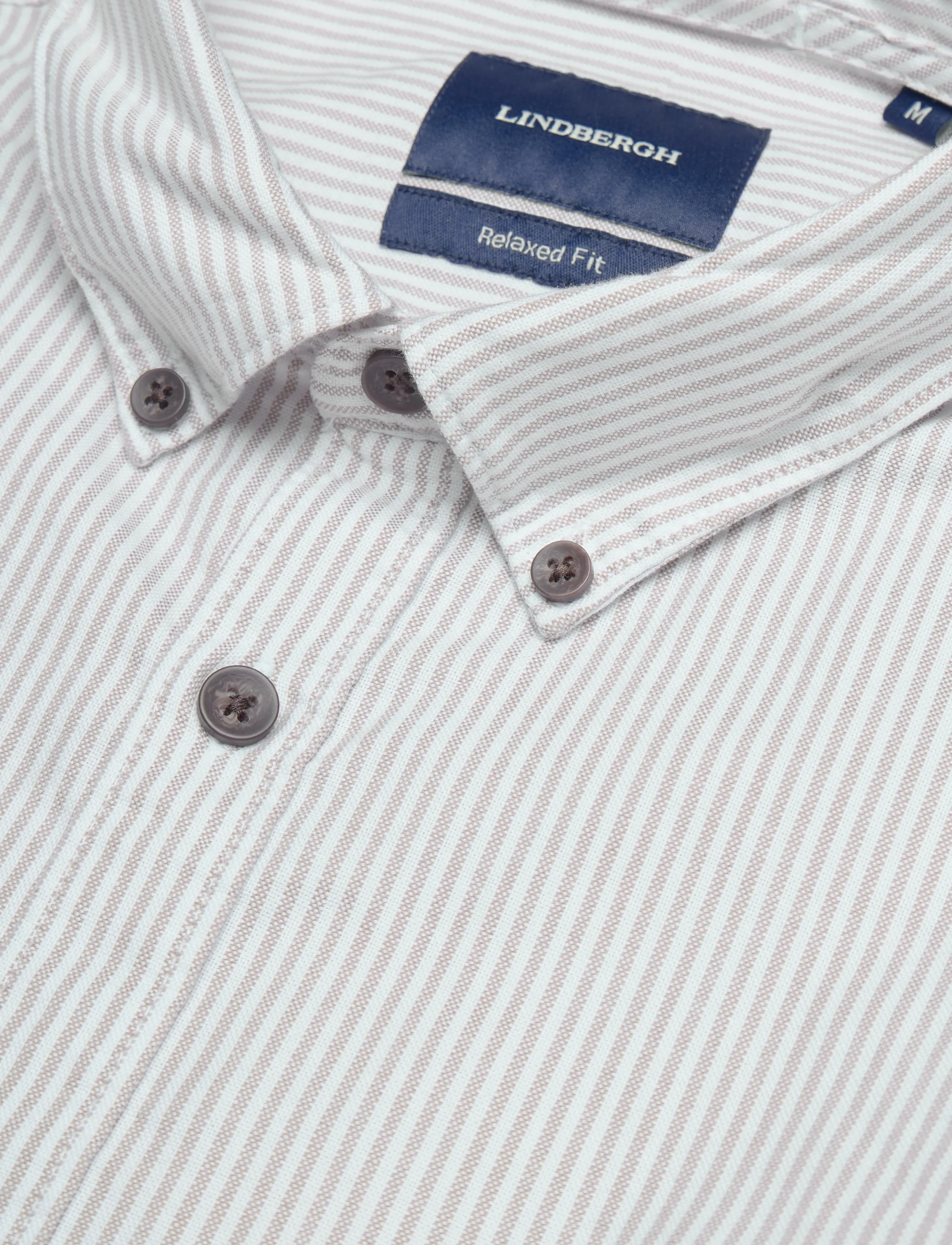Lindbergh - Yarn dyed oxford superflex shirt L/S - oxford skjorter - sand stripe - 5