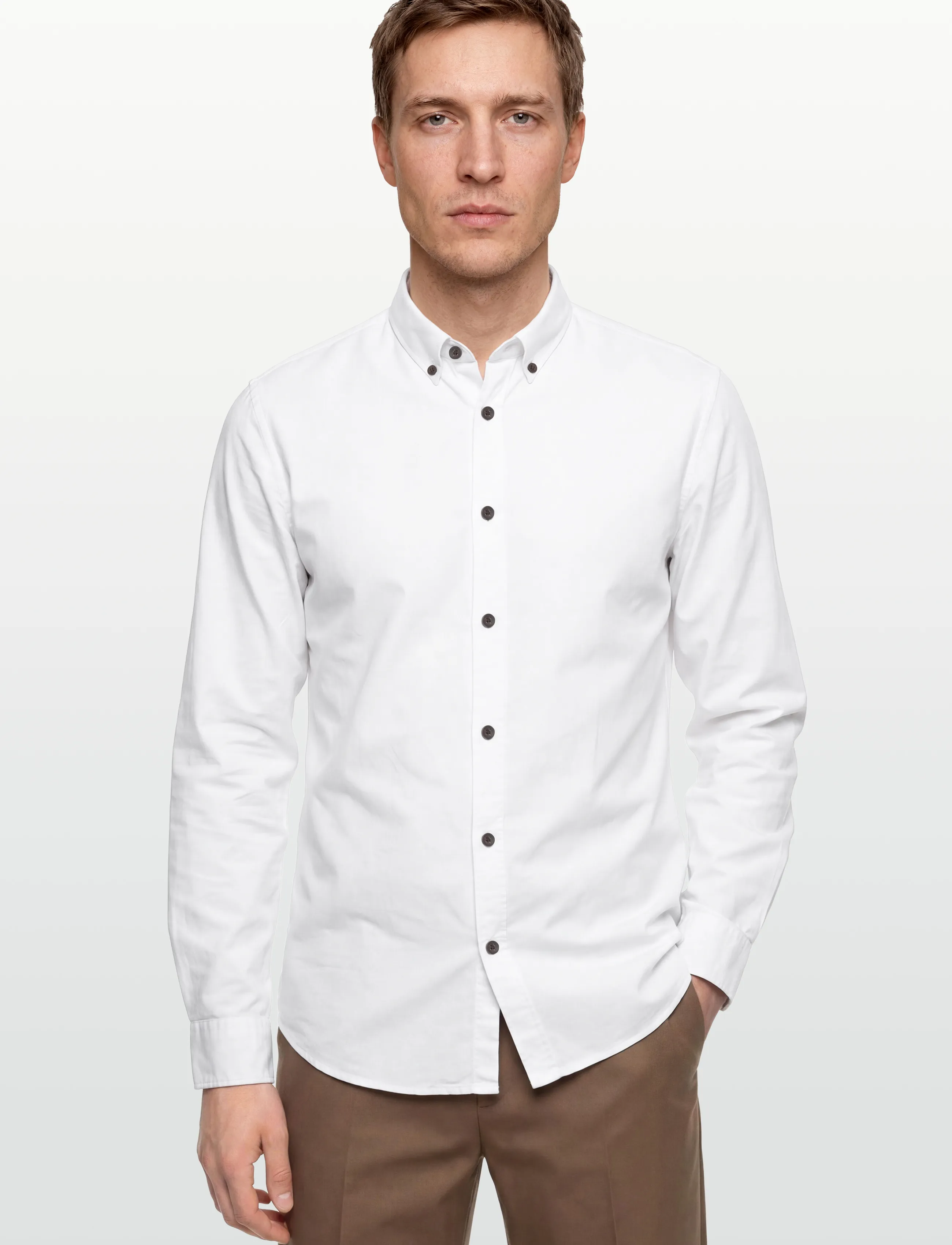 Lindbergh - Yarn dyed oxford superflex shirt L/S - oxford skjorter - white - 3