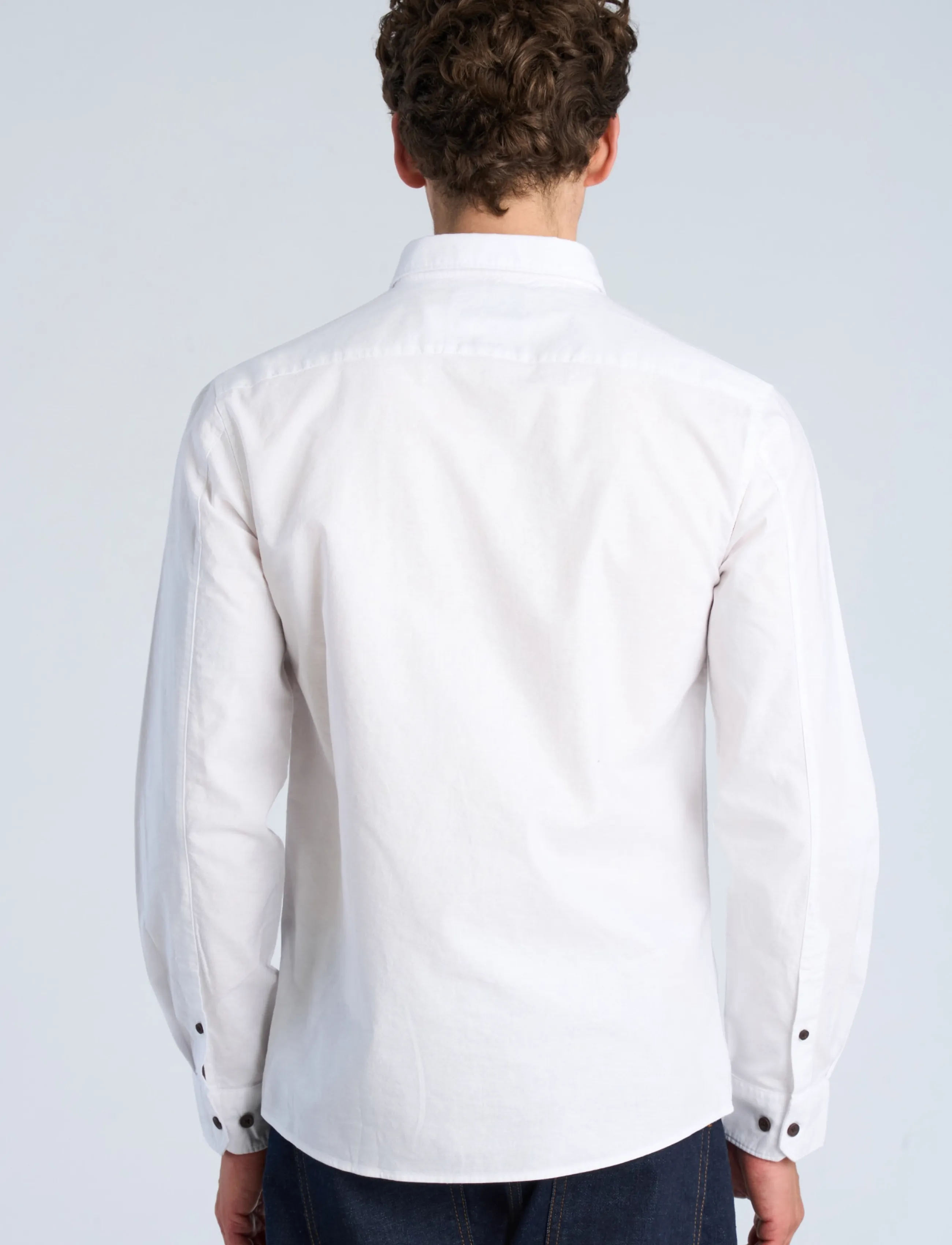 Lindbergh - Yarn dyed oxford superflex shirt L/S - oxford shirts - white - 4