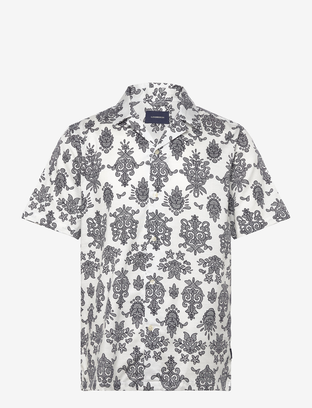 Lindbergh - Cotton/Lyocel AOP shirt S/S - overhemden met korte mouw - white - 0