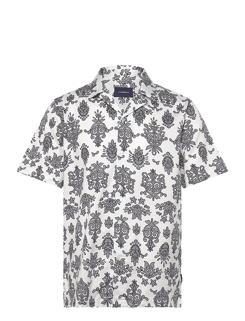 Lindbergh - Cotton/Lyocel AOP shirt S/S - overhemden met korte mouw - white - 0