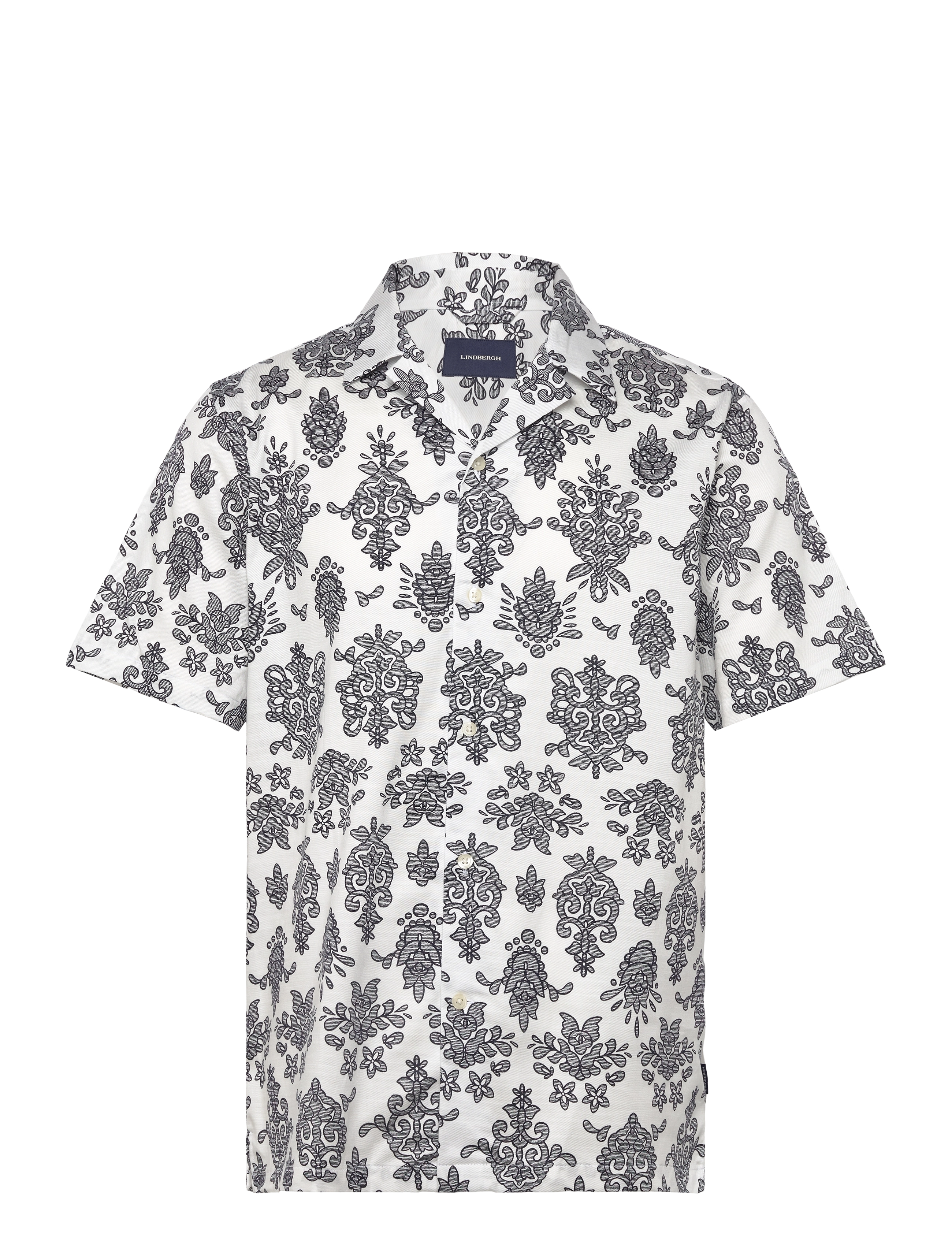 Lindbergh Cotton/Lyocel AOP shirt S/S - Deals - WHITE / white