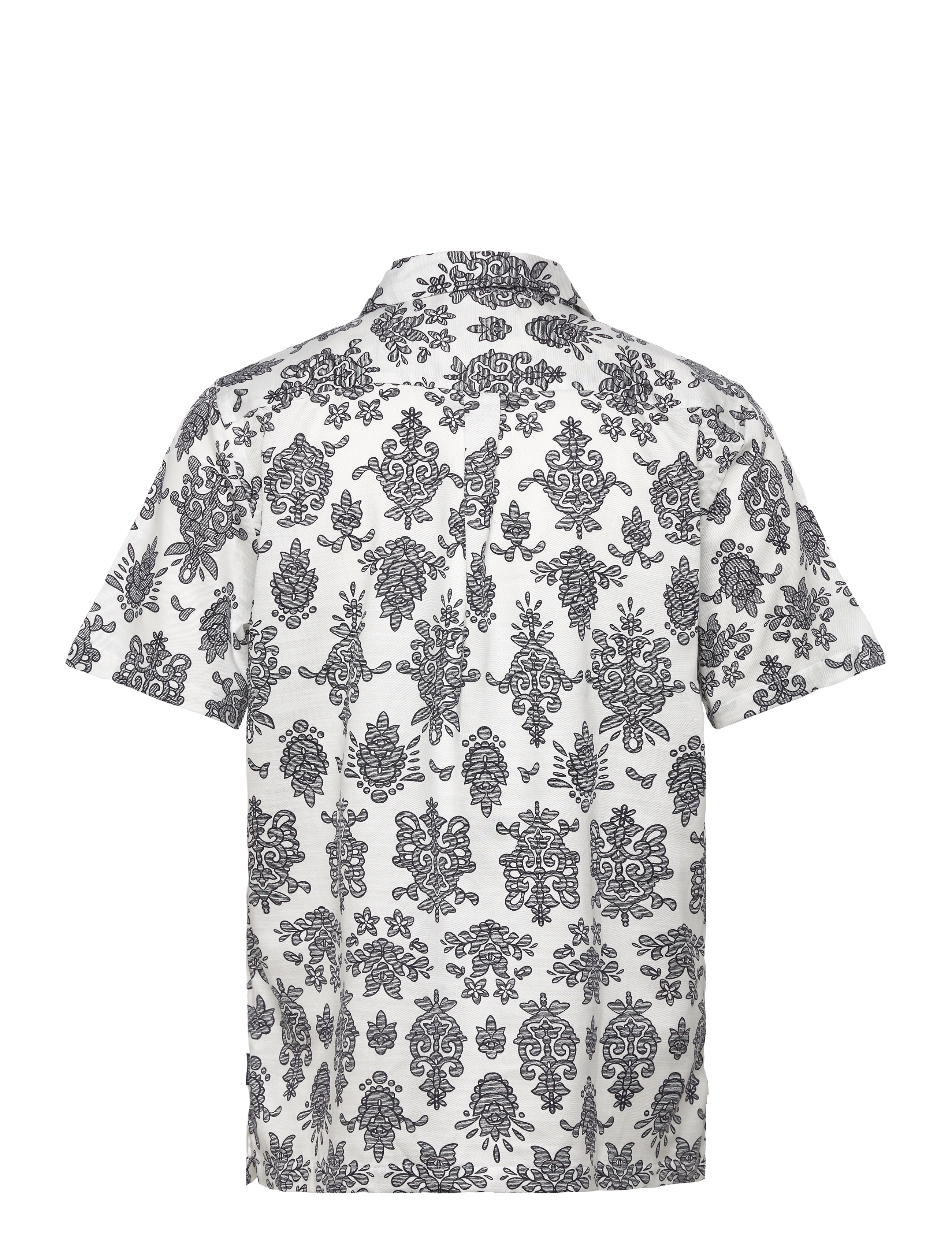 Lindbergh - Cotton/Lyocel AOP shirt S/S - kurzarmhemden - white - 1