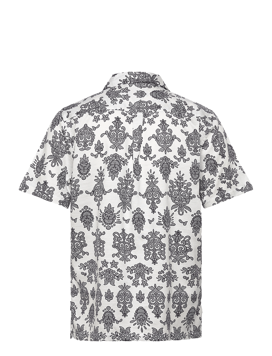 Lindbergh - Cotton/Lyocel AOP shirt S/S - kurzarmhemden - white - 1