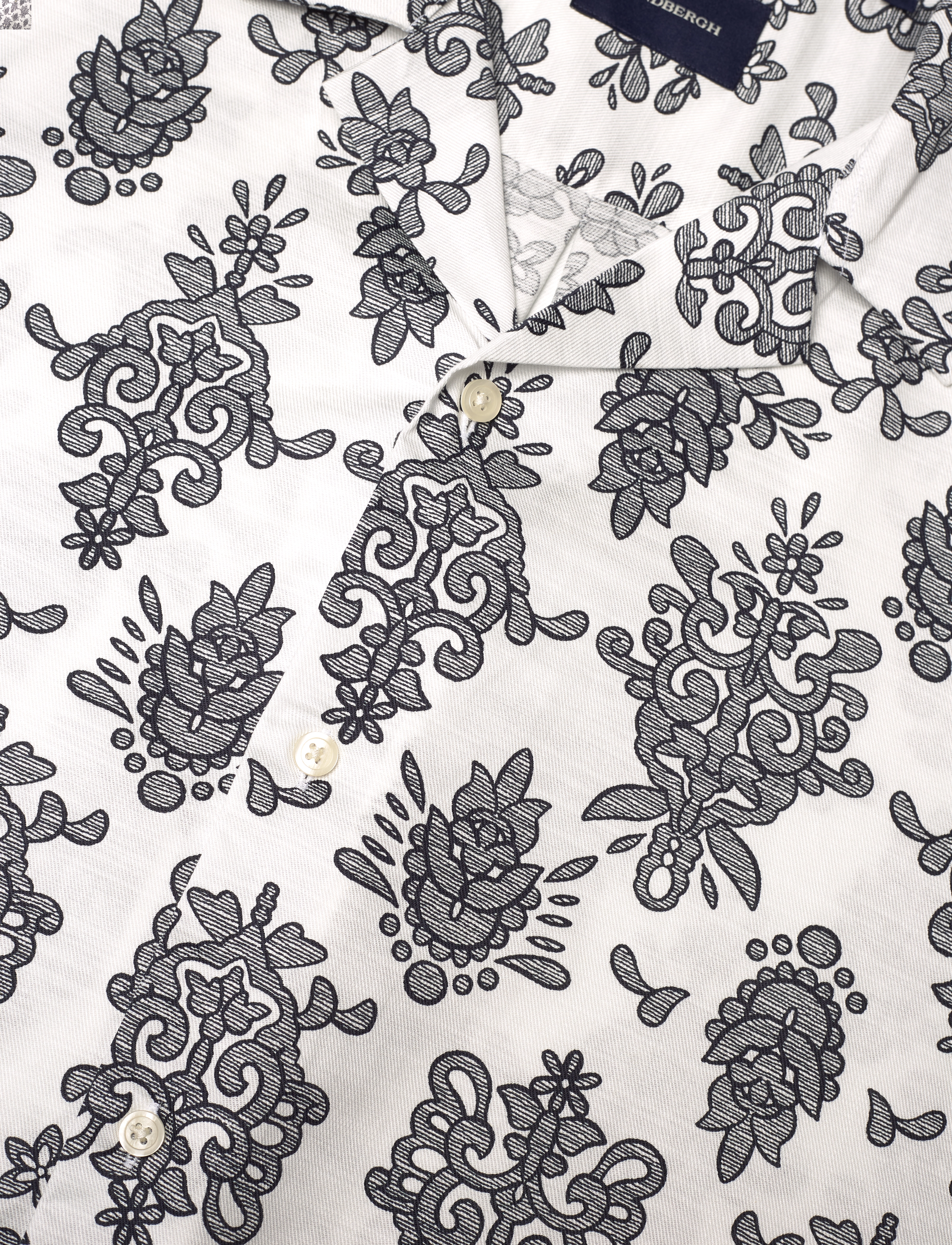 Lindbergh - Cotton/Lyocel AOP shirt S/S - kurzarmhemden - white - 2