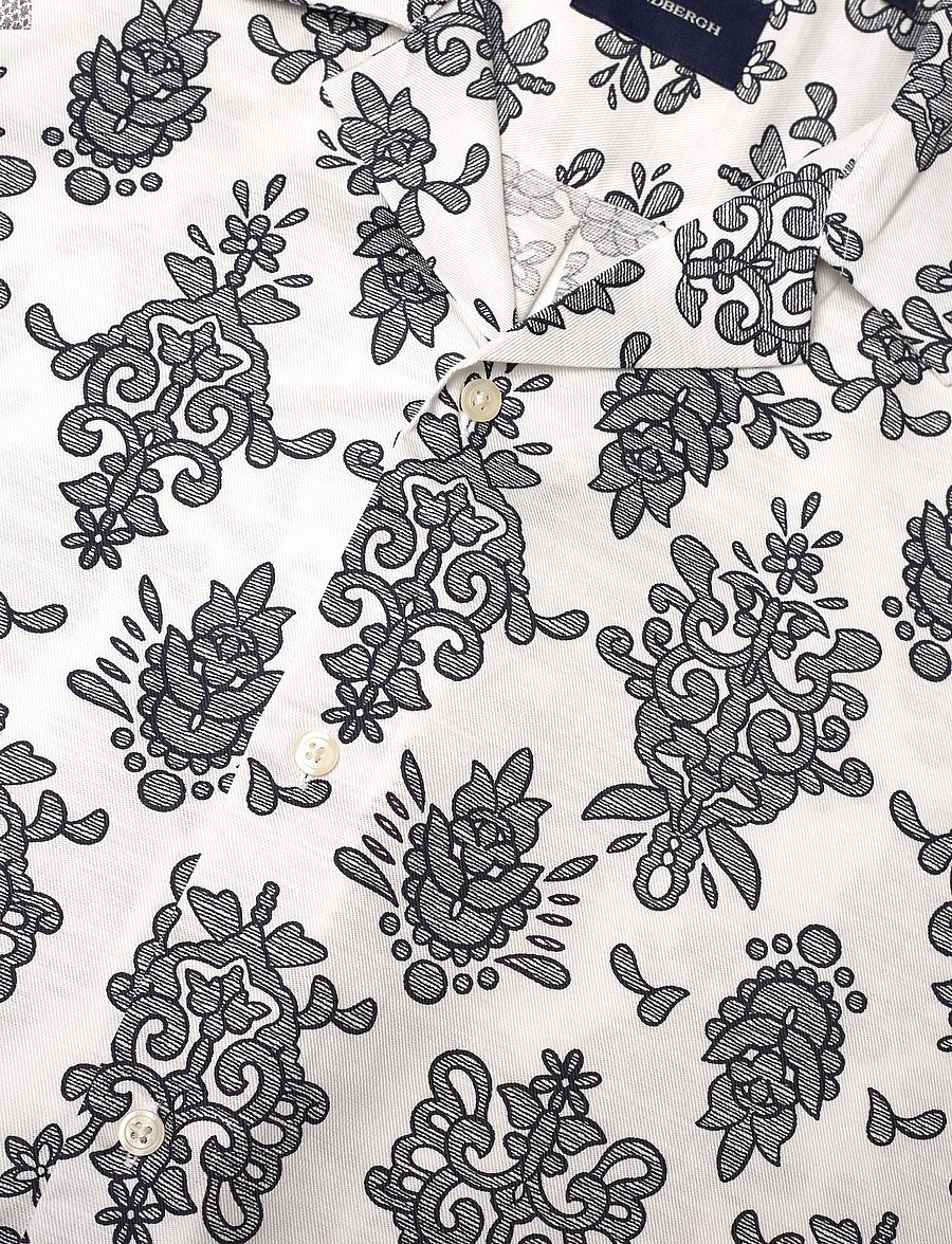 Lindbergh - Cotton/Lyocel AOP shirt S/S - kurzarmhemden - white - 2