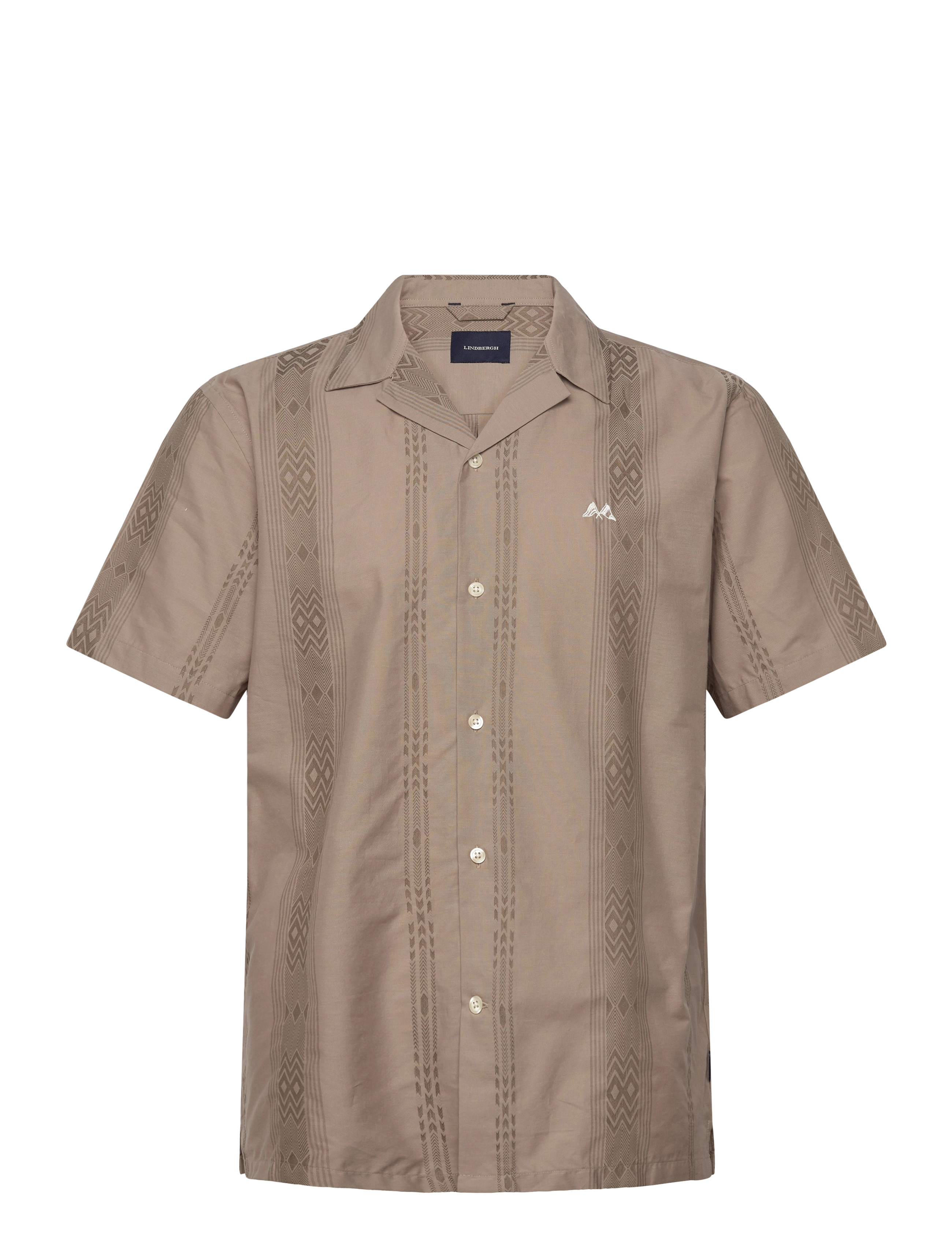 LINDBERGH Dobby Stripe S/S Resort Shirt Braun - XL - Herren
