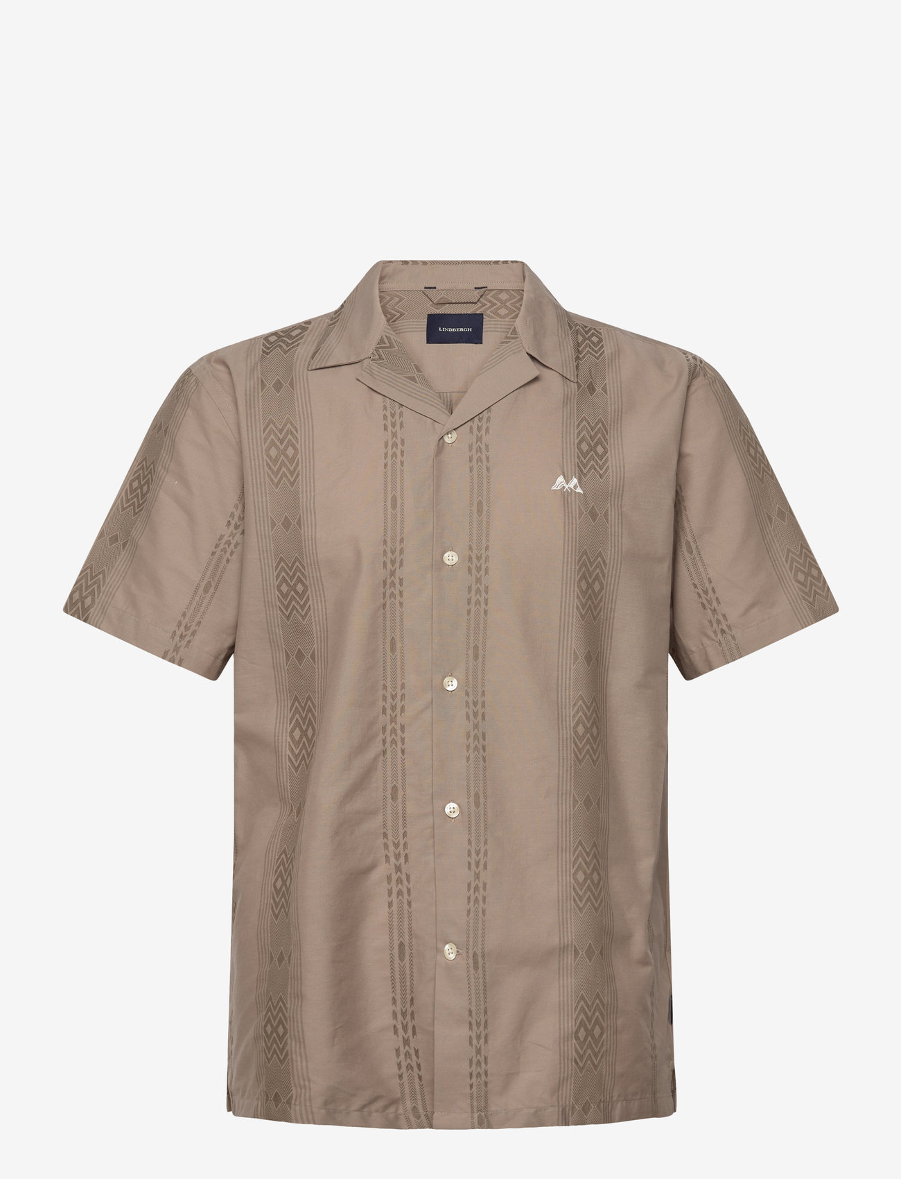 Lindbergh - Dobby stripe S/S resort shirt - kortärmade skjortor - sand - 0