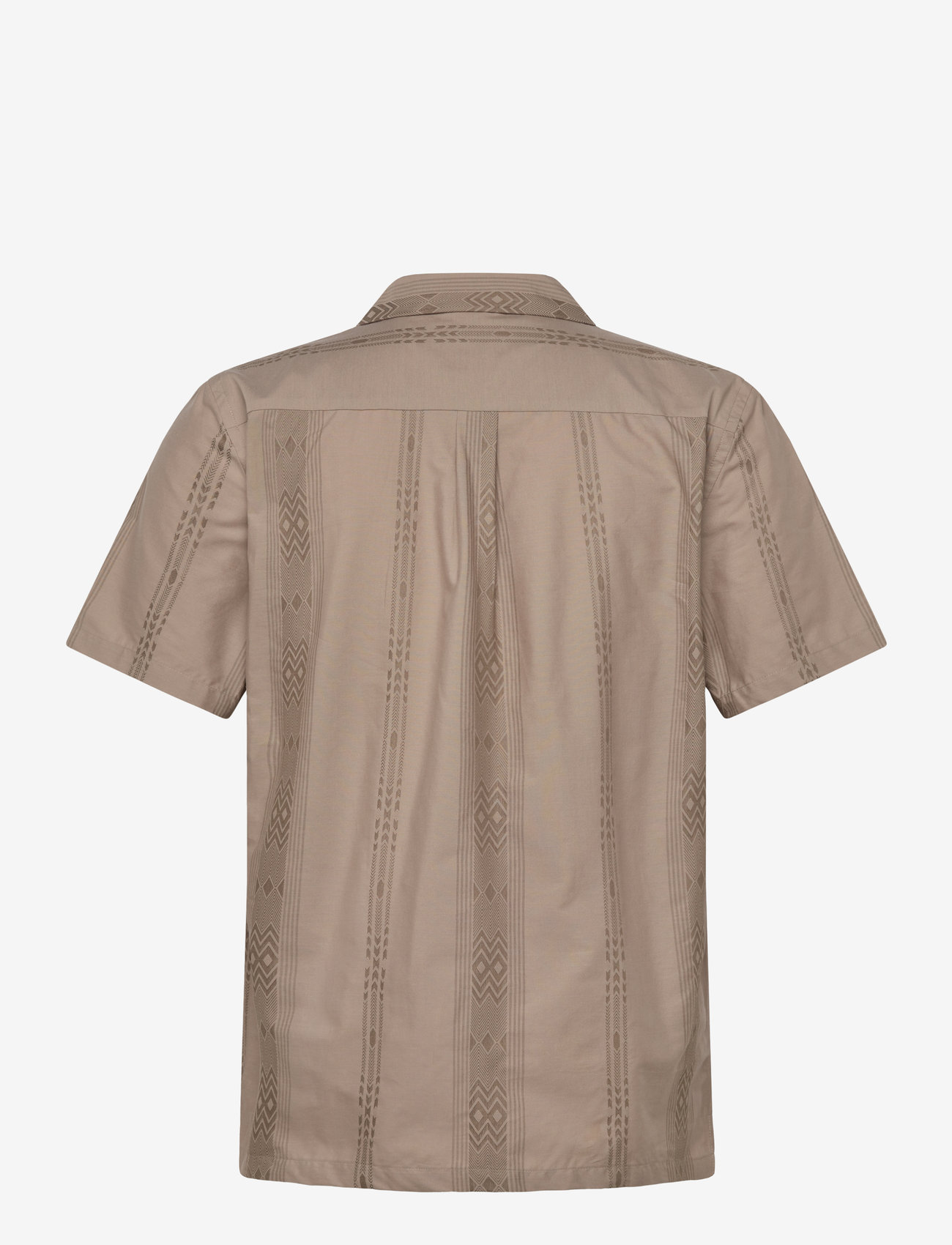 Lindbergh - Dobby stripe S/S resort shirt - kortärmade skjortor - sand - 1