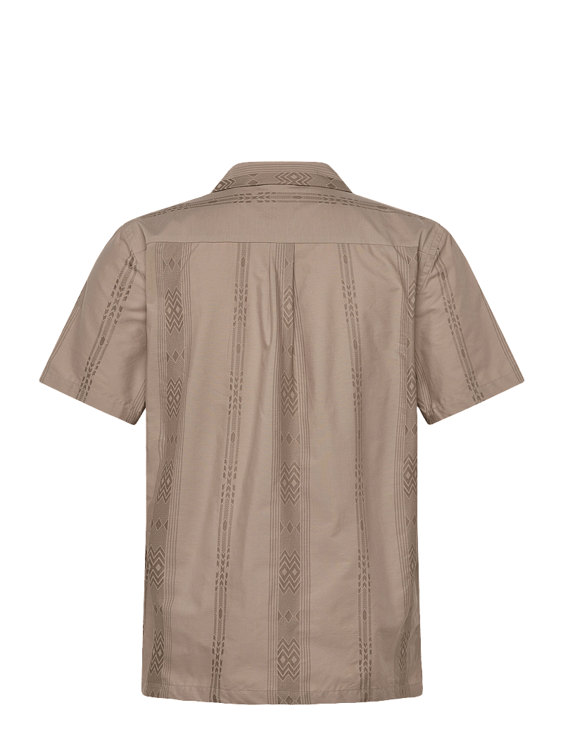 Lindbergh - Dobby stripe S/S resort shirt - kortärmade skjortor - sand - 1