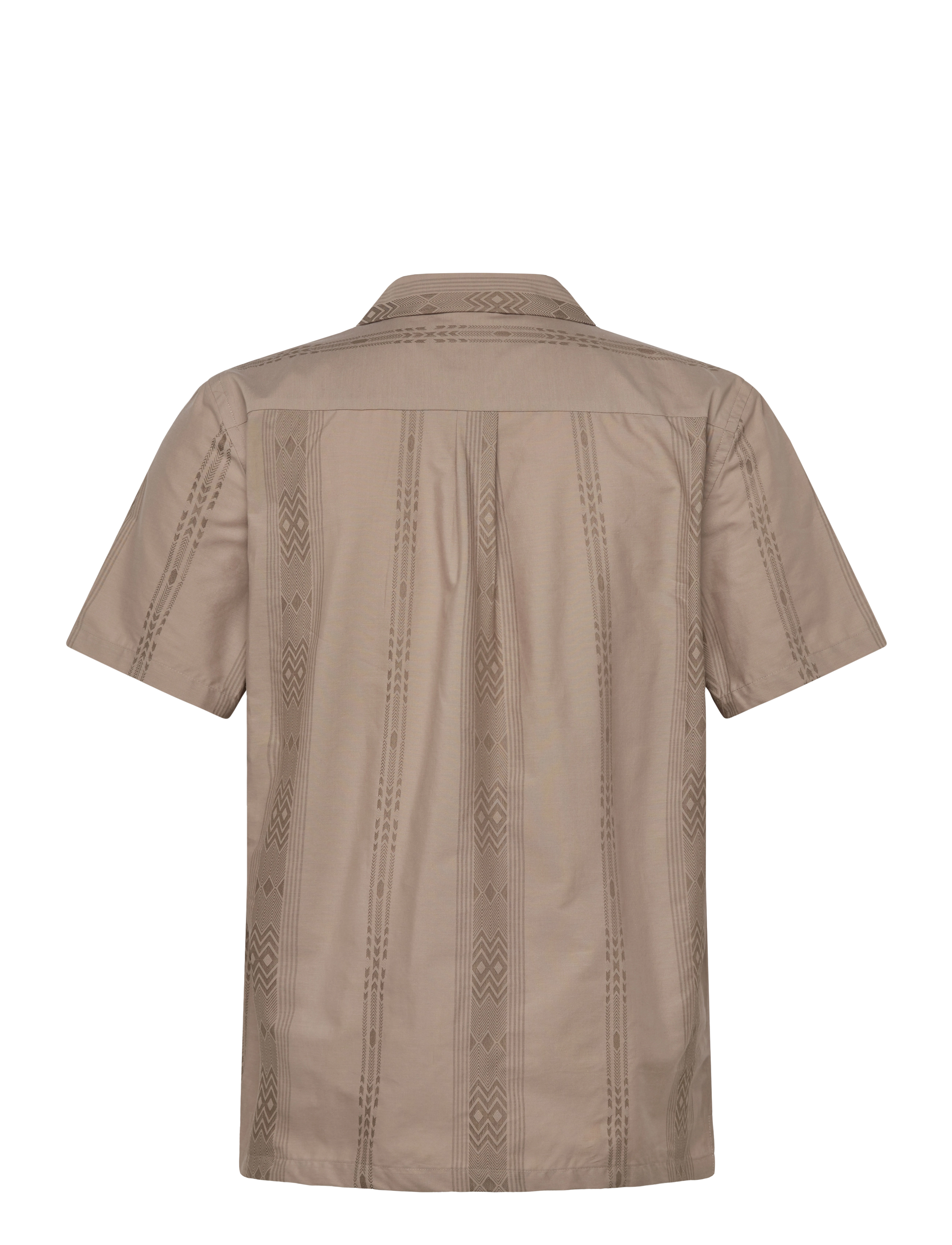 Lindbergh - Dobby stripe S/S resort shirt - stutterma skyrtur - sand - 1