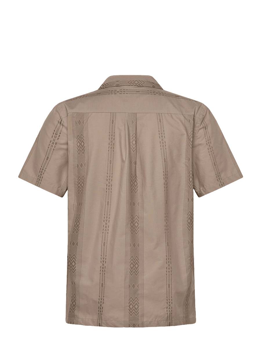 Lindbergh - Dobby stripe S/S resort shirt - stutterma skyrtur - sand - 1
