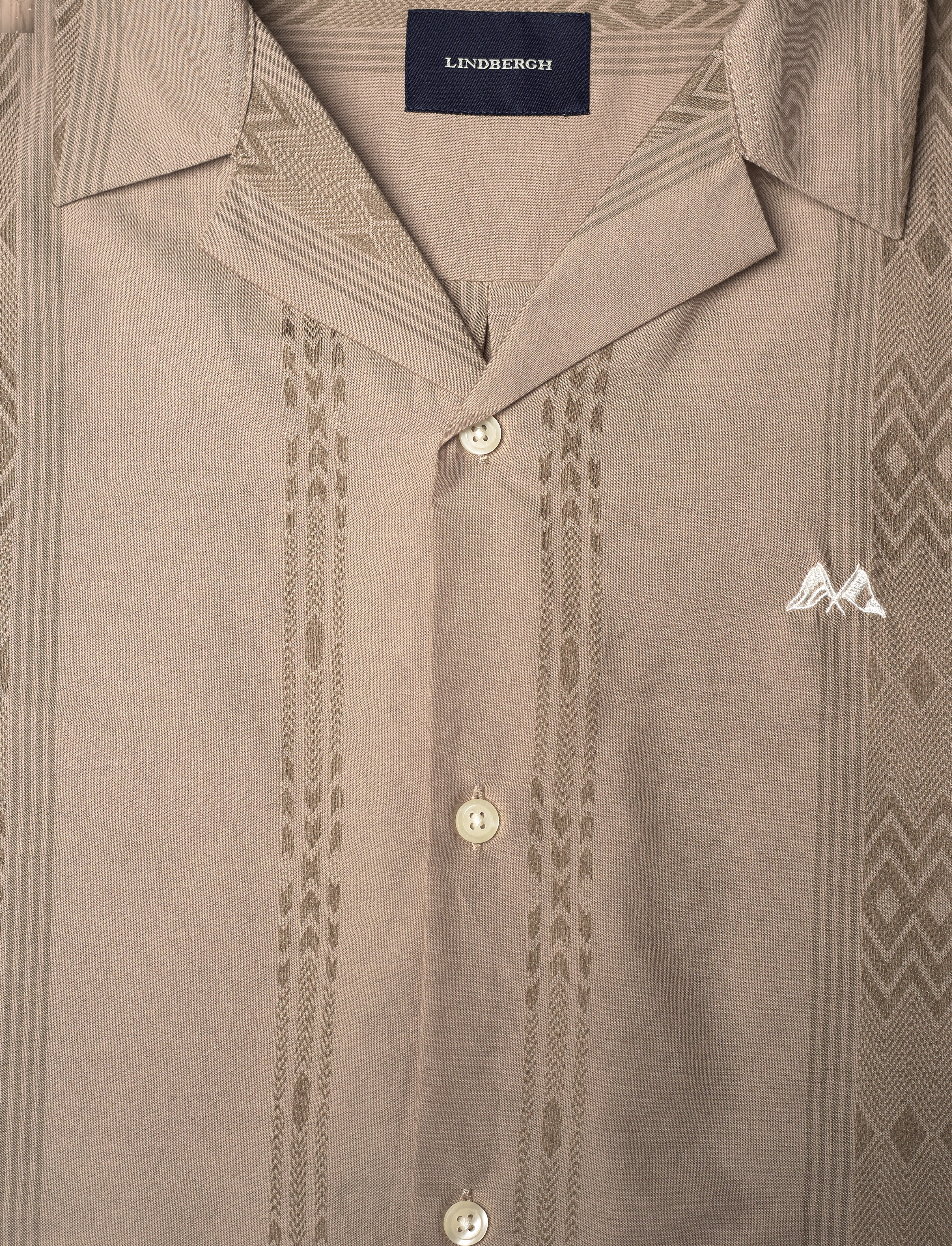 Lindbergh - Dobby stripe S/S resort shirt - stutterma skyrtur - sand - 2