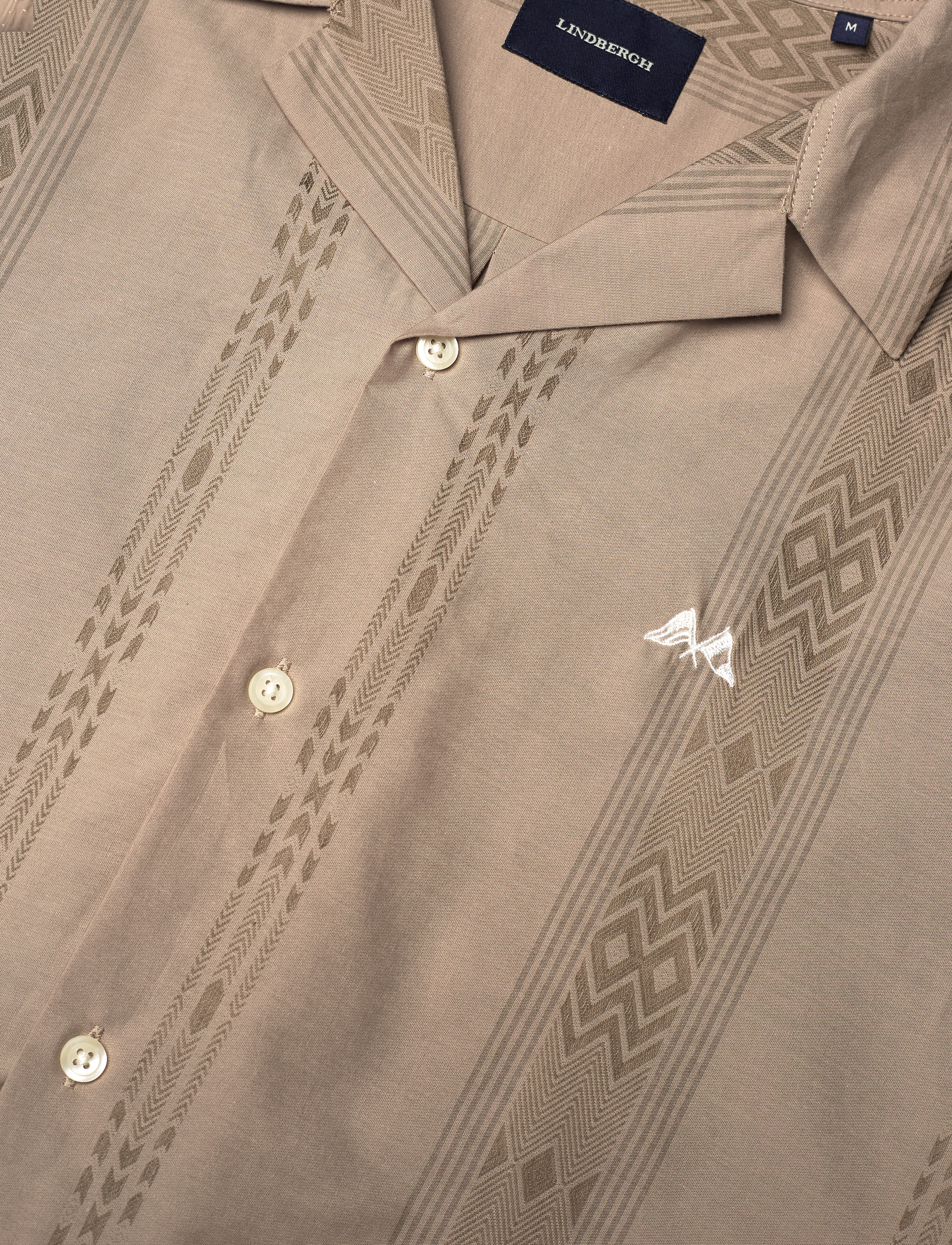 Lindbergh - Dobby stripe S/S resort shirt - stutterma skyrtur - sand - 3