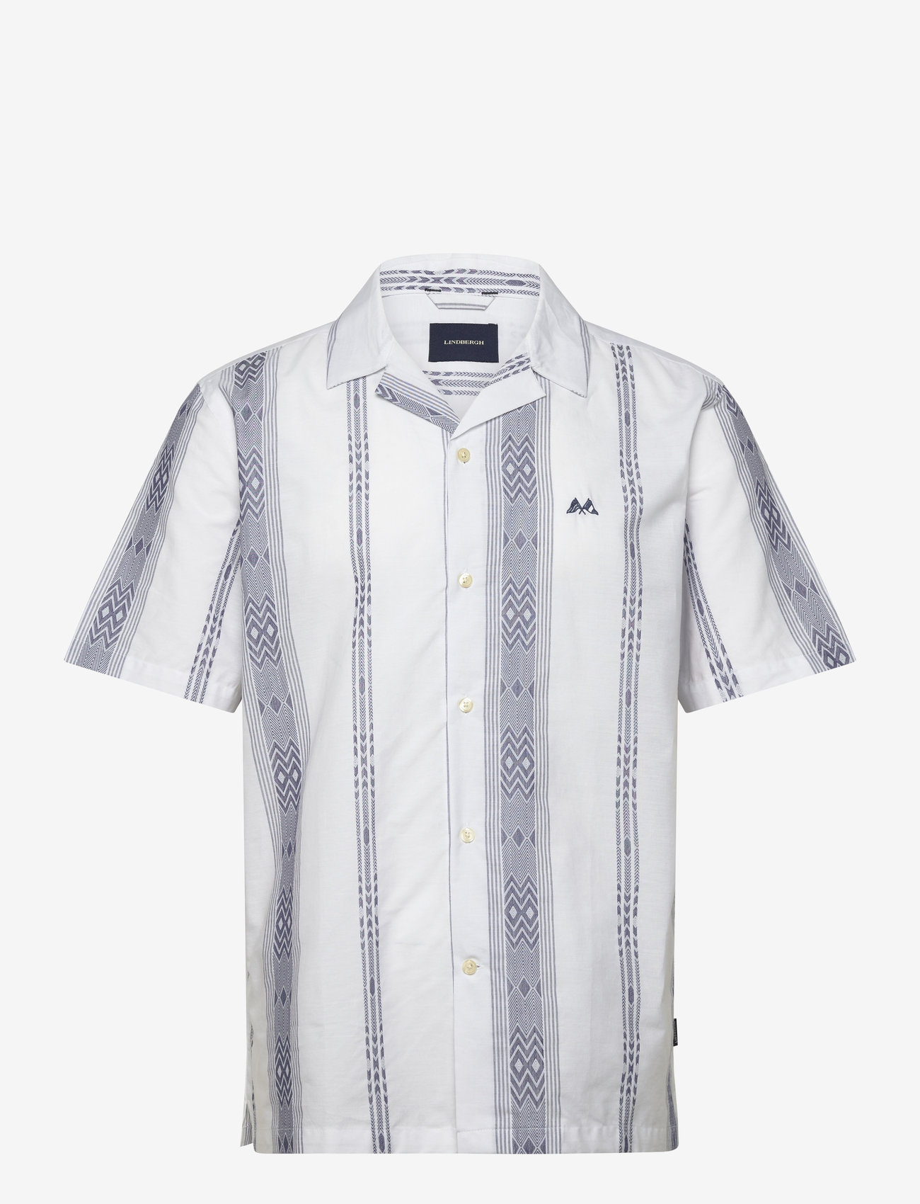 Lindbergh - Dobby stripe S/S resort shirt - kortærmede skjorter - white - 0