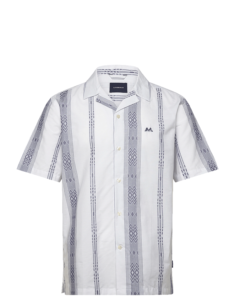 Lindbergh - Dobby stripe S/S resort shirt - kortærmede skjorter - white - 0