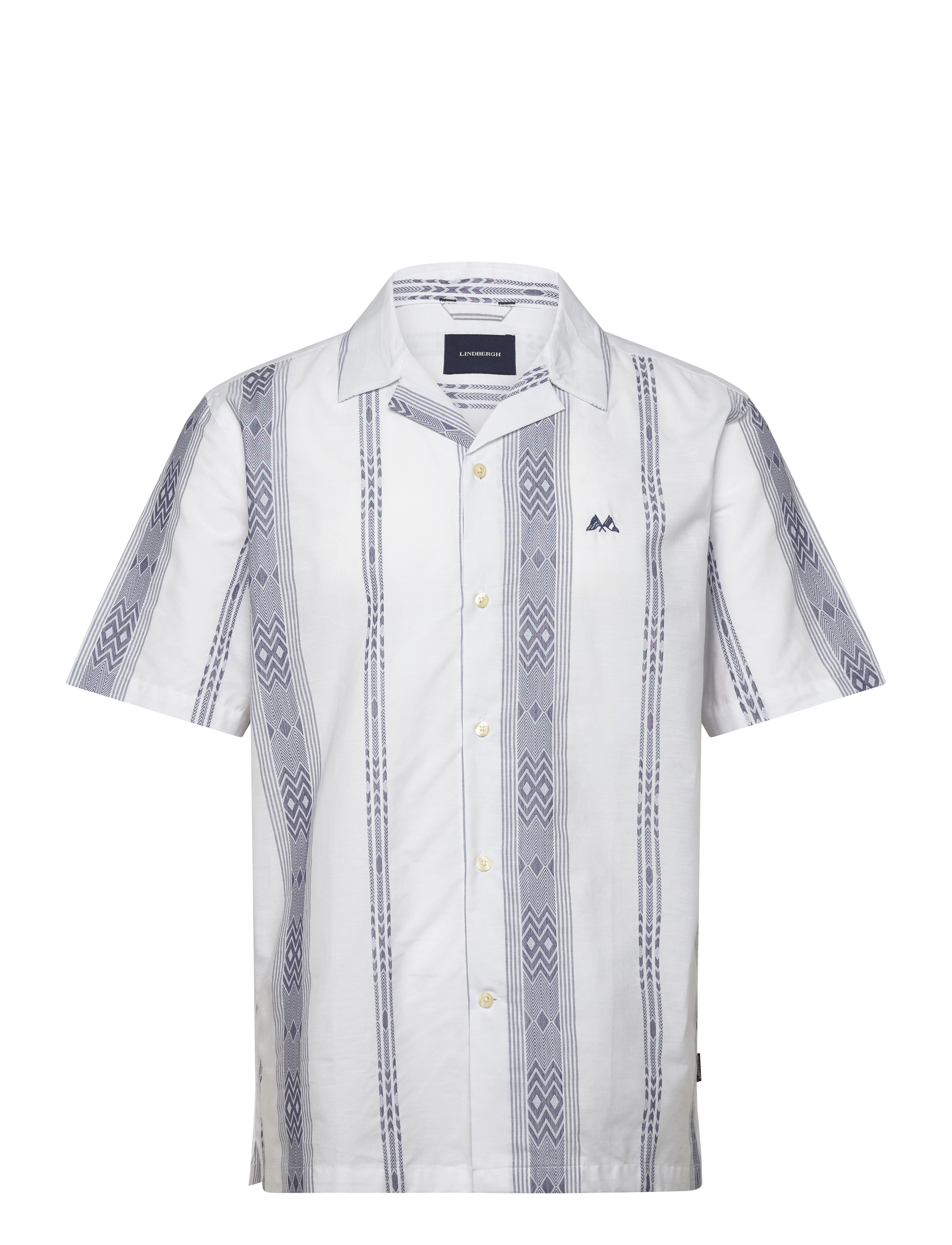 Lindbergh Dobby stripe S/S resort shirt - Skjorter - WHITE / white