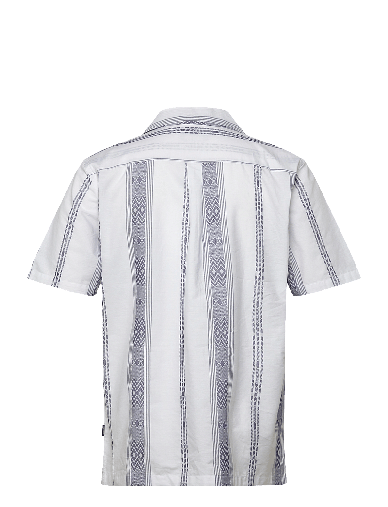 Lindbergh - Dobby stripe S/S resort shirt - kortærmede skjorter - white - 1