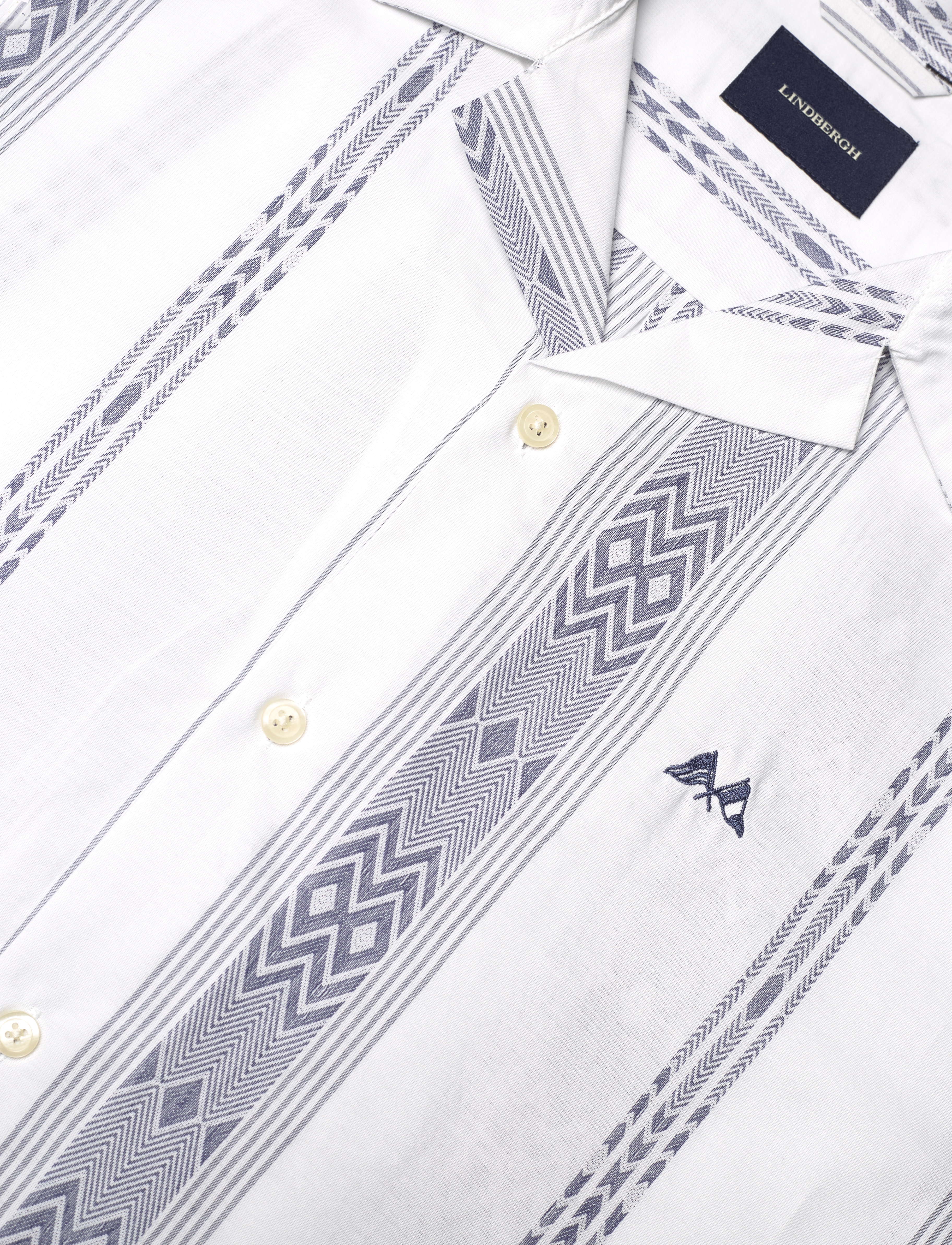Lindbergh - Dobby stripe S/S resort shirt - krótki rękaw - white - 3