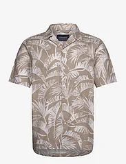 Lindbergh - Washed AOP S/S resort shirt - kortærmede skjorter - sand - 0